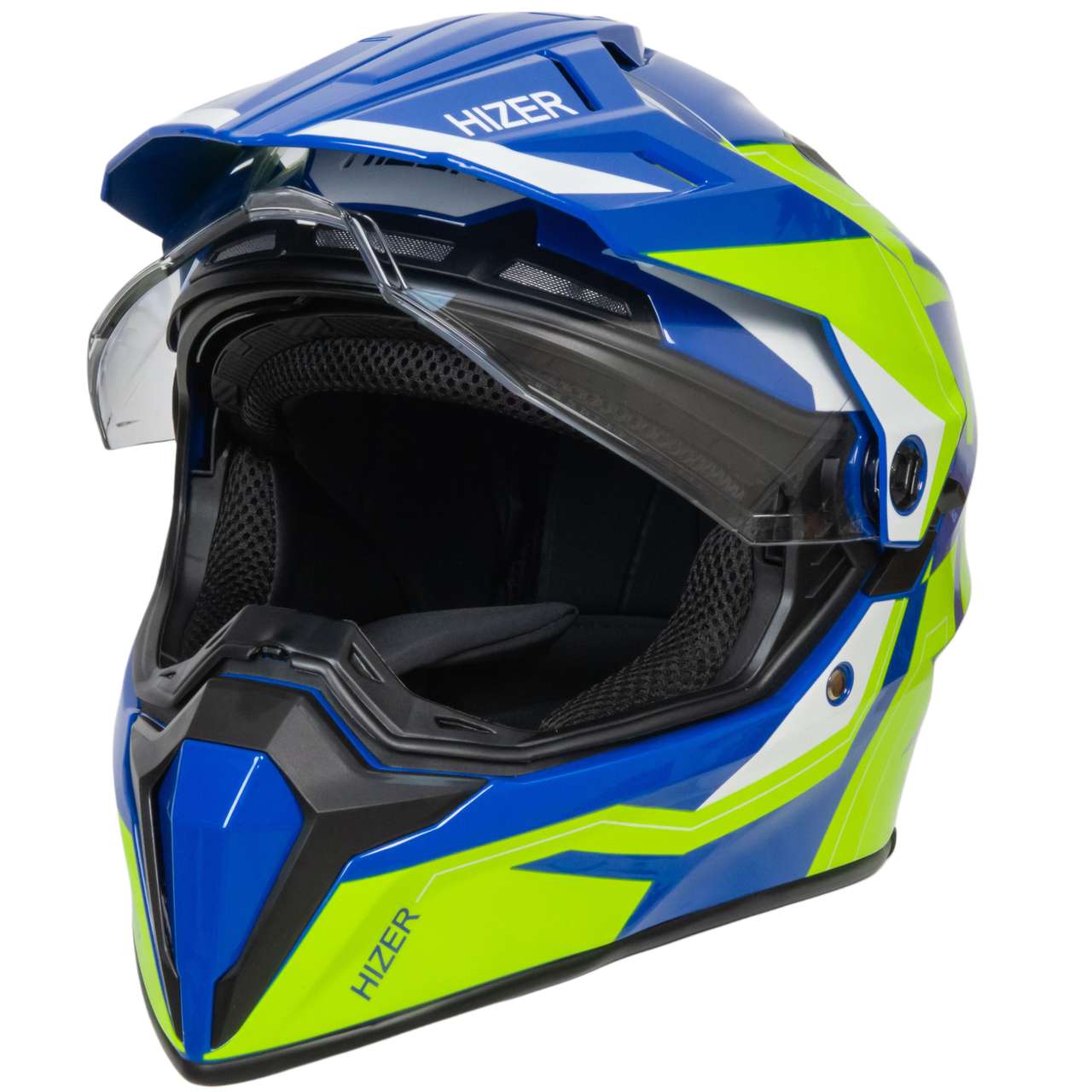 Шлем мото мотард HIZER J6808 №2 (XL) yellow/blue