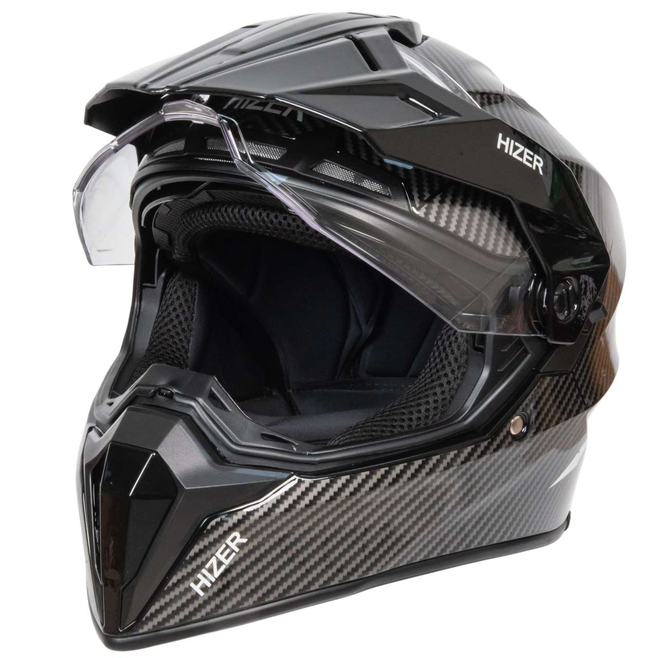 Шлем мото мотард HIZER J6808 №4 (XL) carbon (2 визора)