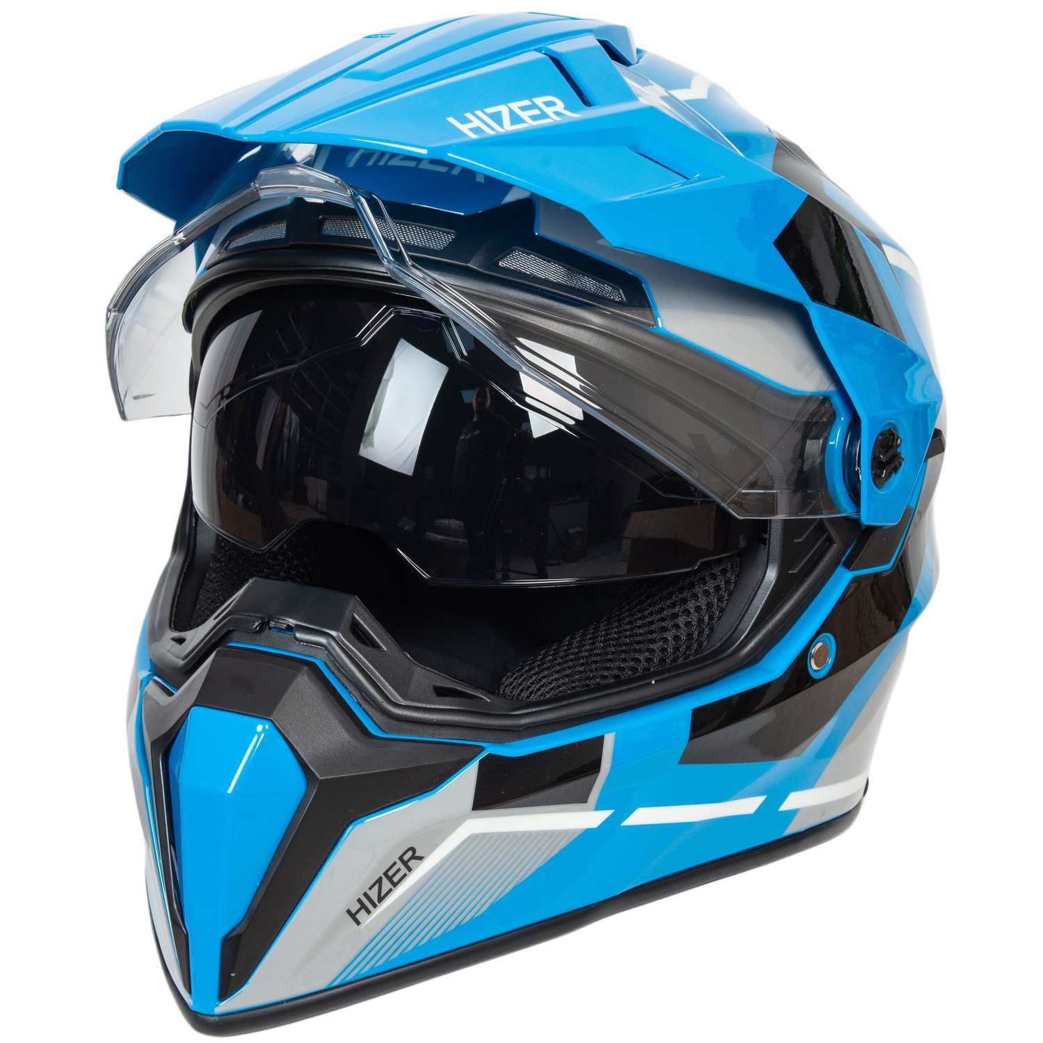 Шлем мото мотард HIZER J6808 №1 (XXL) blue (2 визора)