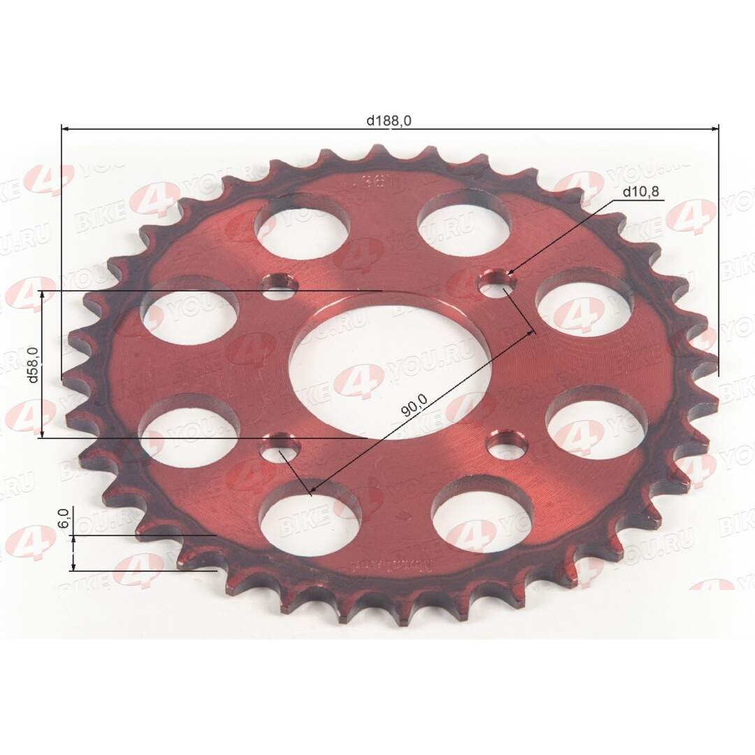 Венец, звезда ведомая (520-36) CG/CB 4х90х58 красная