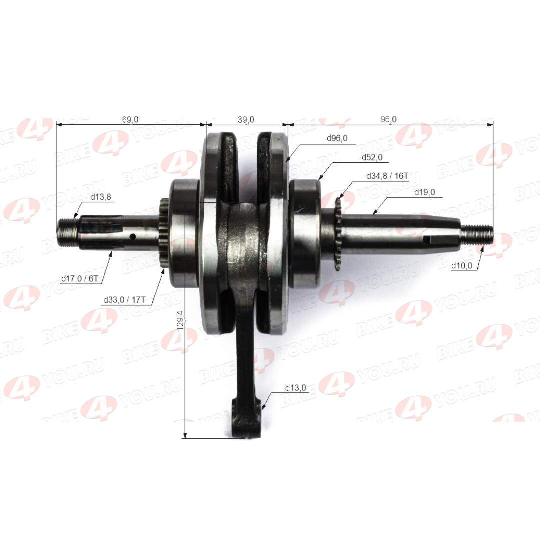 Коленвал 1P52FMI 125см3 (C120)(52,4*55,5) ZS