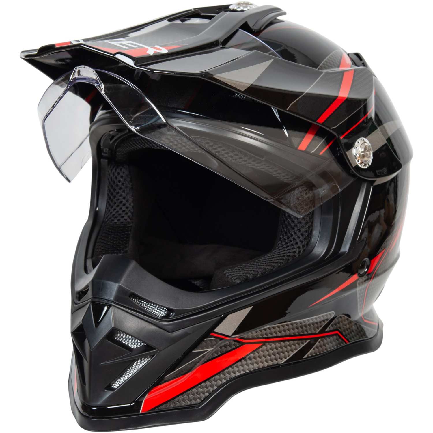 Шлем мото мотард HIZER B6197-1 №5 (XL) black/red