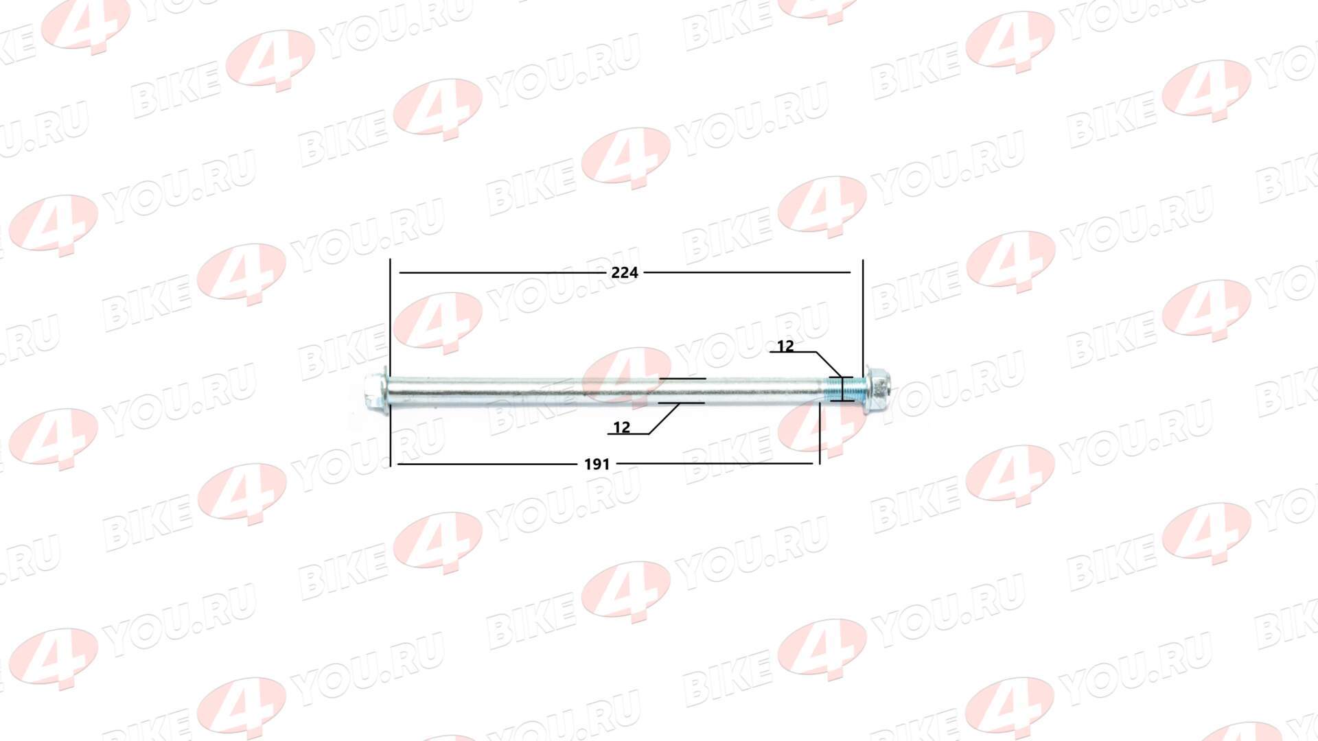 Ось колеса перед. M12х1,25х225mm; TTR250