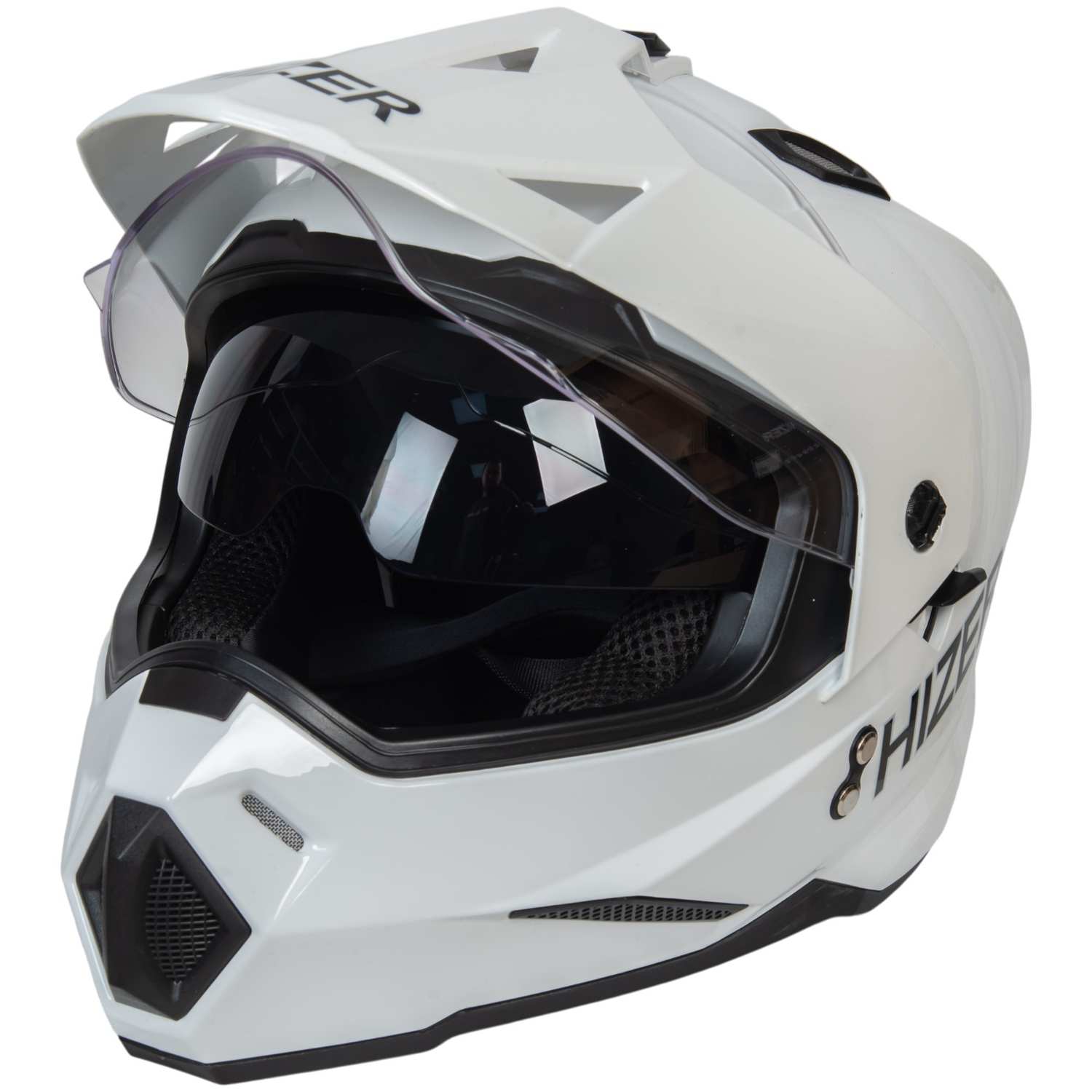 Шлем мото мотард HIZER J6802 №2 (L) white (2 визора)