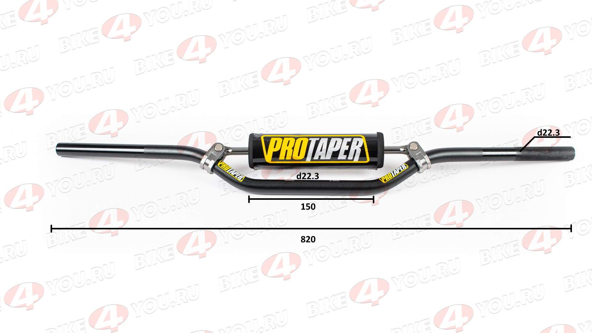 Руль 22мм №1 с перекладиной+защита черный