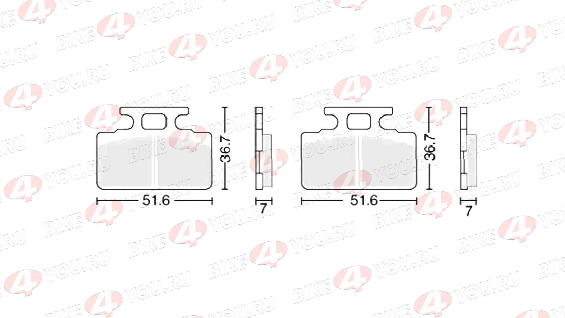 Колодки тормозные дисковые  №4 X-TECH (less-metallic) медь