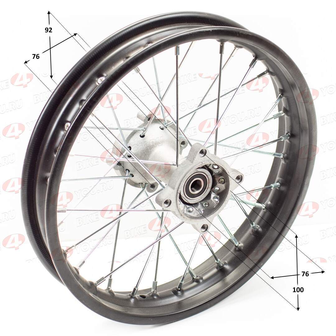 Обод задний 14" (1,85-R14 d=15mm) сталь/черный 4x92x76/4x100x76 (звезда/диск)