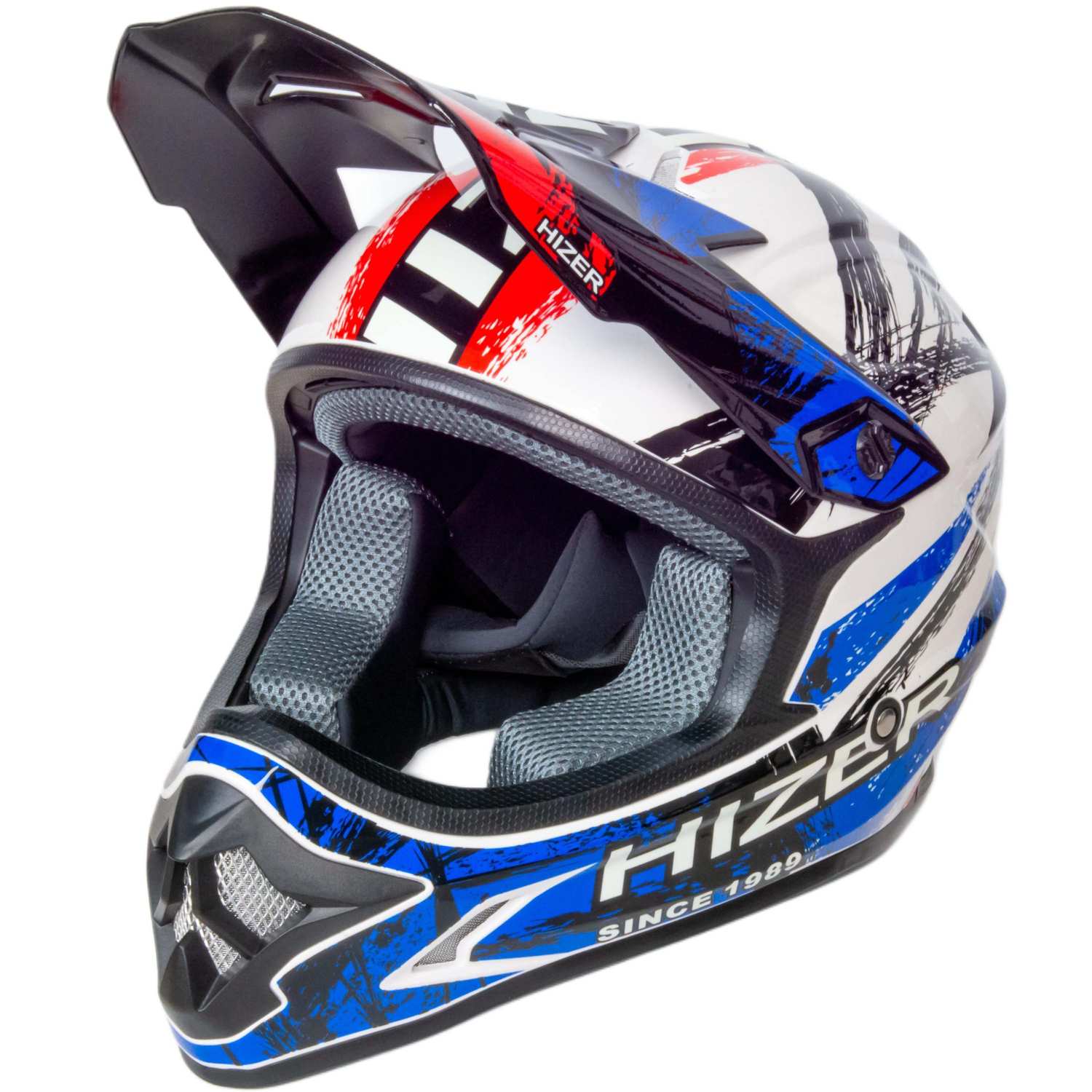 Шлем мото кроссовый HIZER J6805 №1 (L) black/white/blue