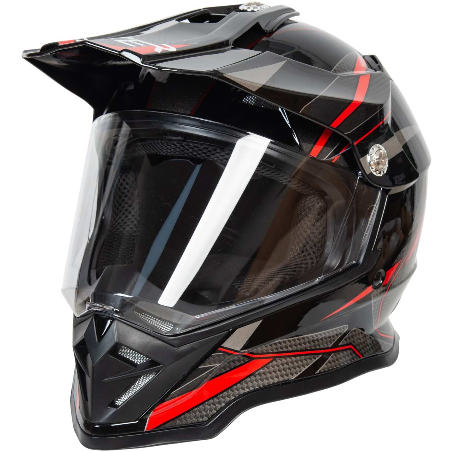 Шлем мото мотард HIZER B6197-1 №5 (M) black/red