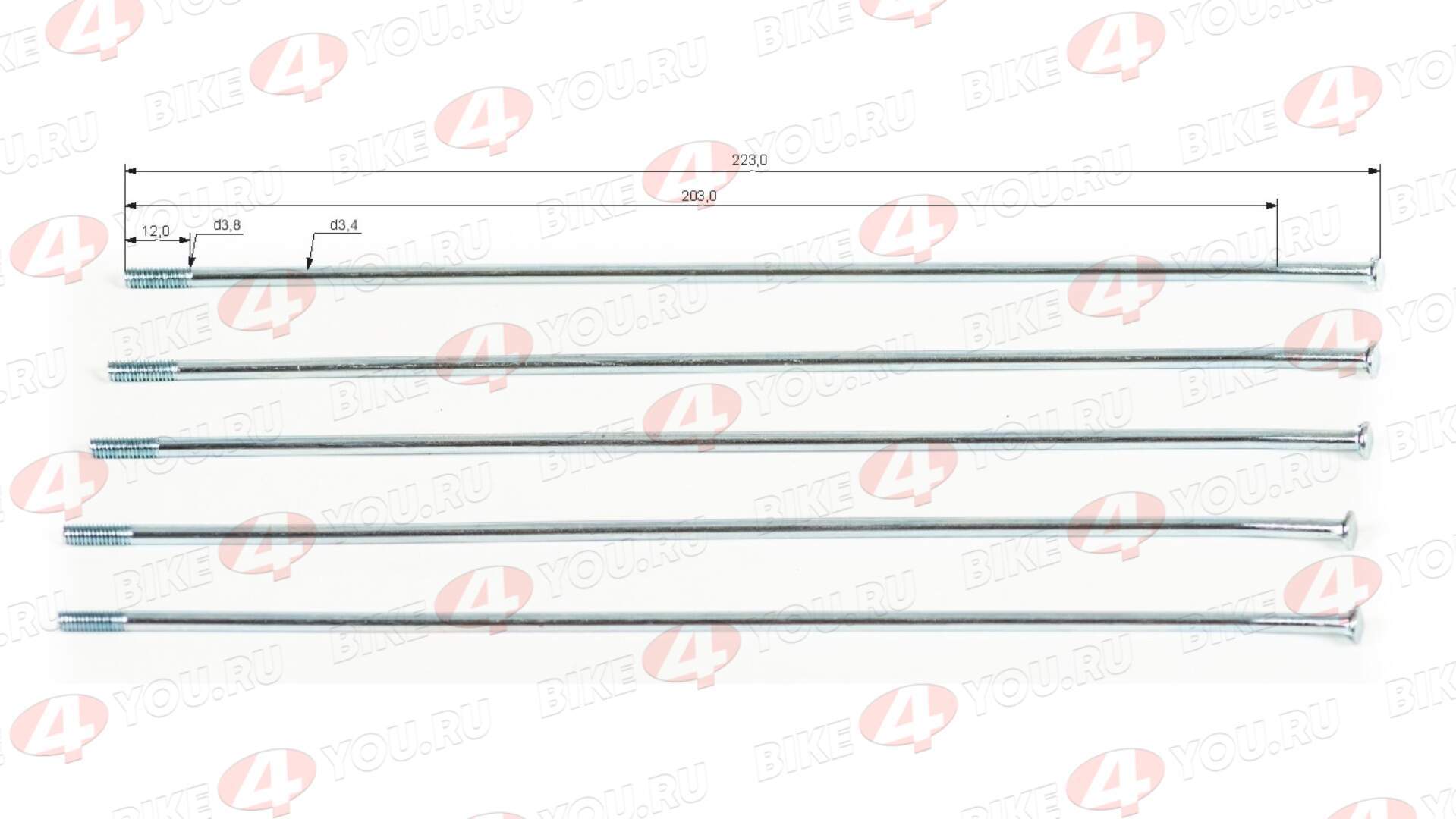 Спицы + ниппель 18" (компл.=32шт) KAYO T2