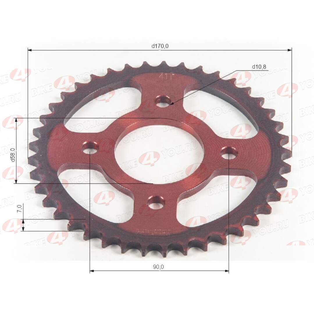 Венец, звезда ведомая (428-41) CG/CB 4х90х58 красная