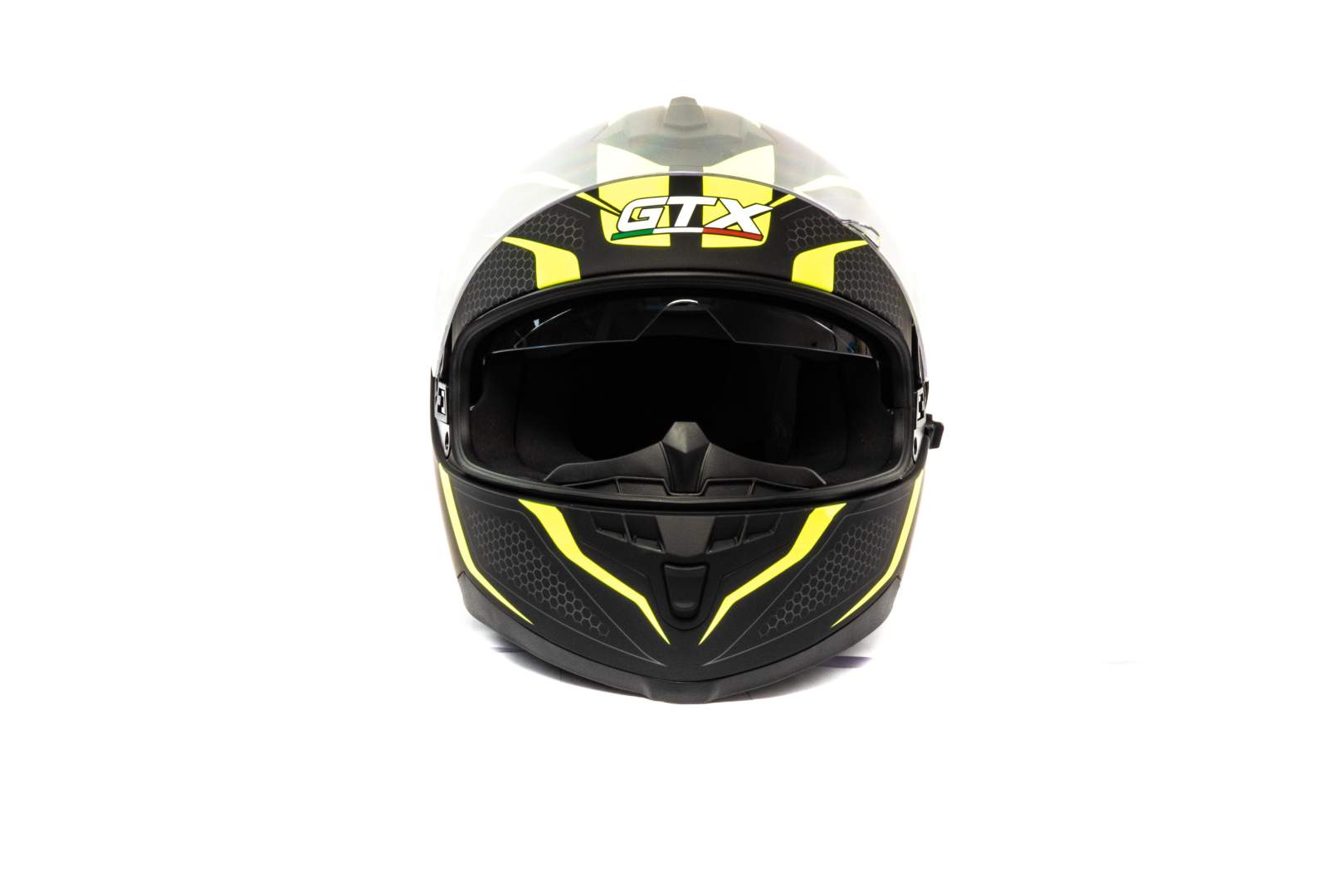 Шлем мото интеграл GTX 5672 №5 (XL) BLACK/FLUO YELLOW/GREY