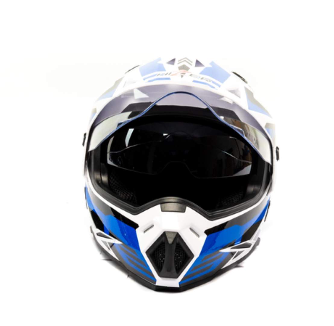 Шлем мото мотард HIZER J6802 №6 (XL) white/blue (2 визора)