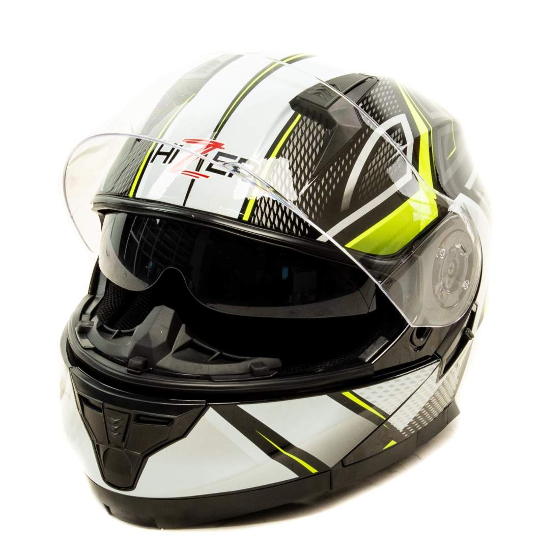 Шлем мото интеграл HIZER B5162 №3 (S)  black/lemon