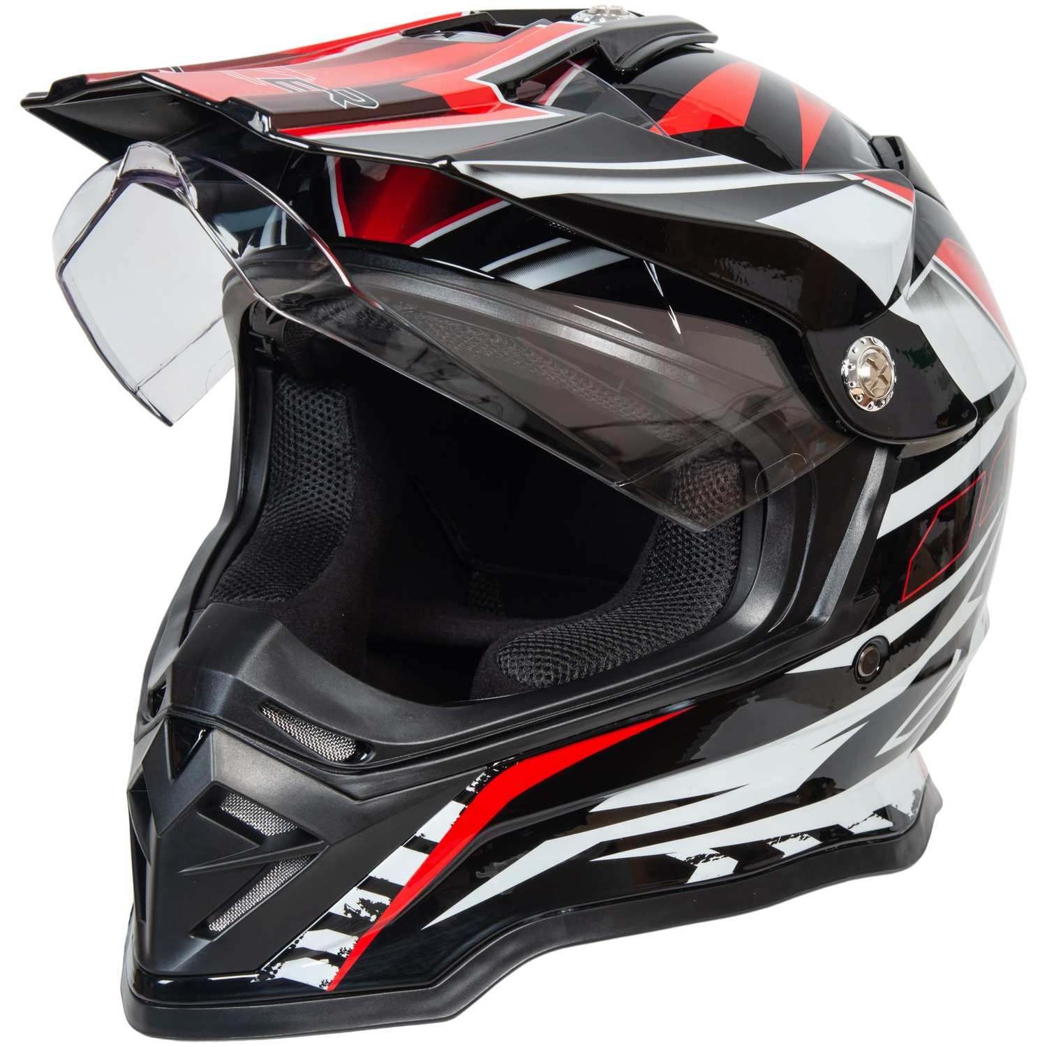 Шлем мото мотард HIZER B6197-1 №2 (XL)  black/red/white