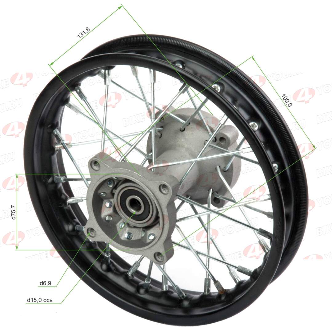 Обод задний 10" (1,85-R10 d=15mm) сталь/черный
