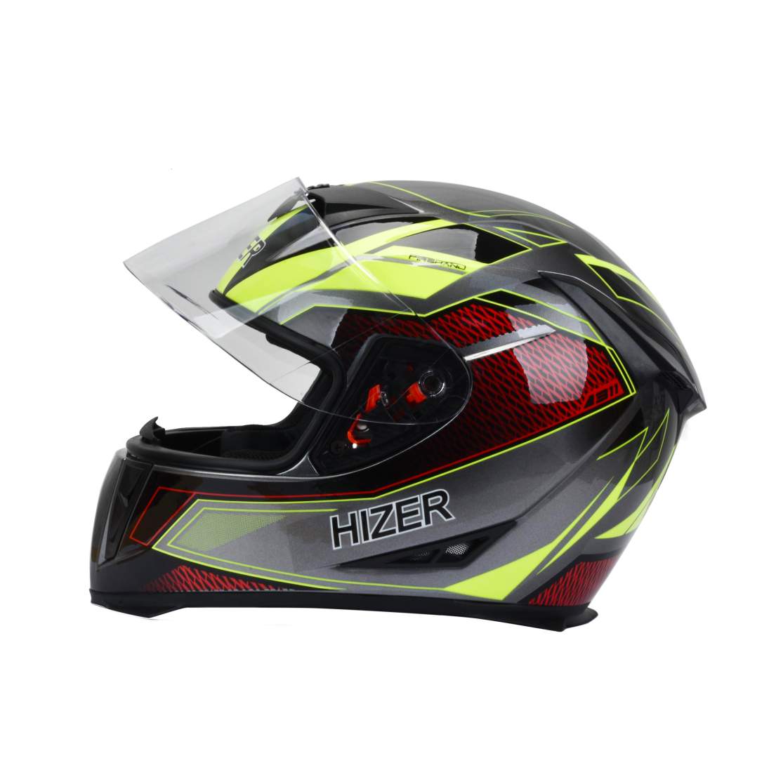 Шлем мото интеграл HIZER J5311 №4 (S)  gray/neon yellow