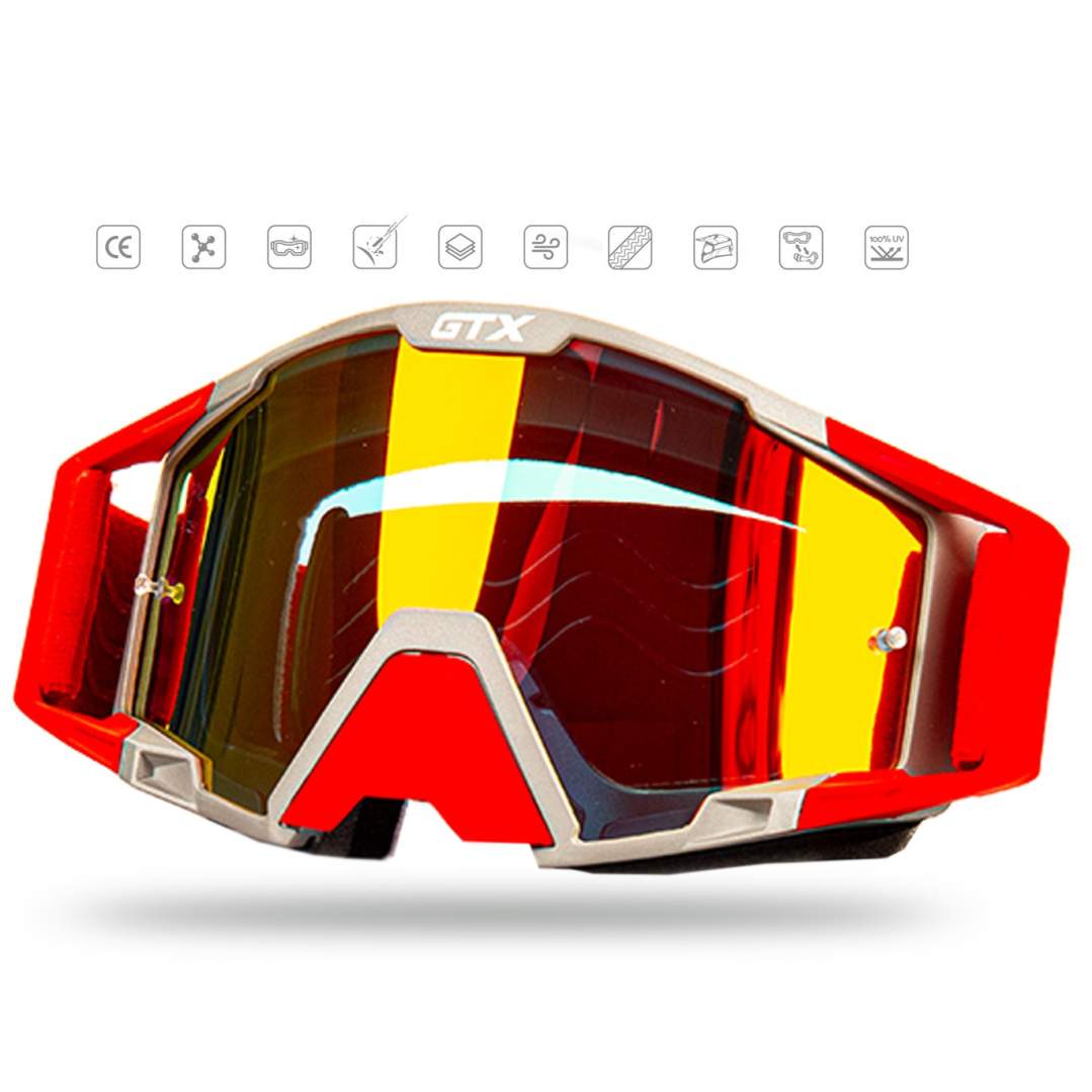 Очки Мотокросс GTX 5025 серо/красные