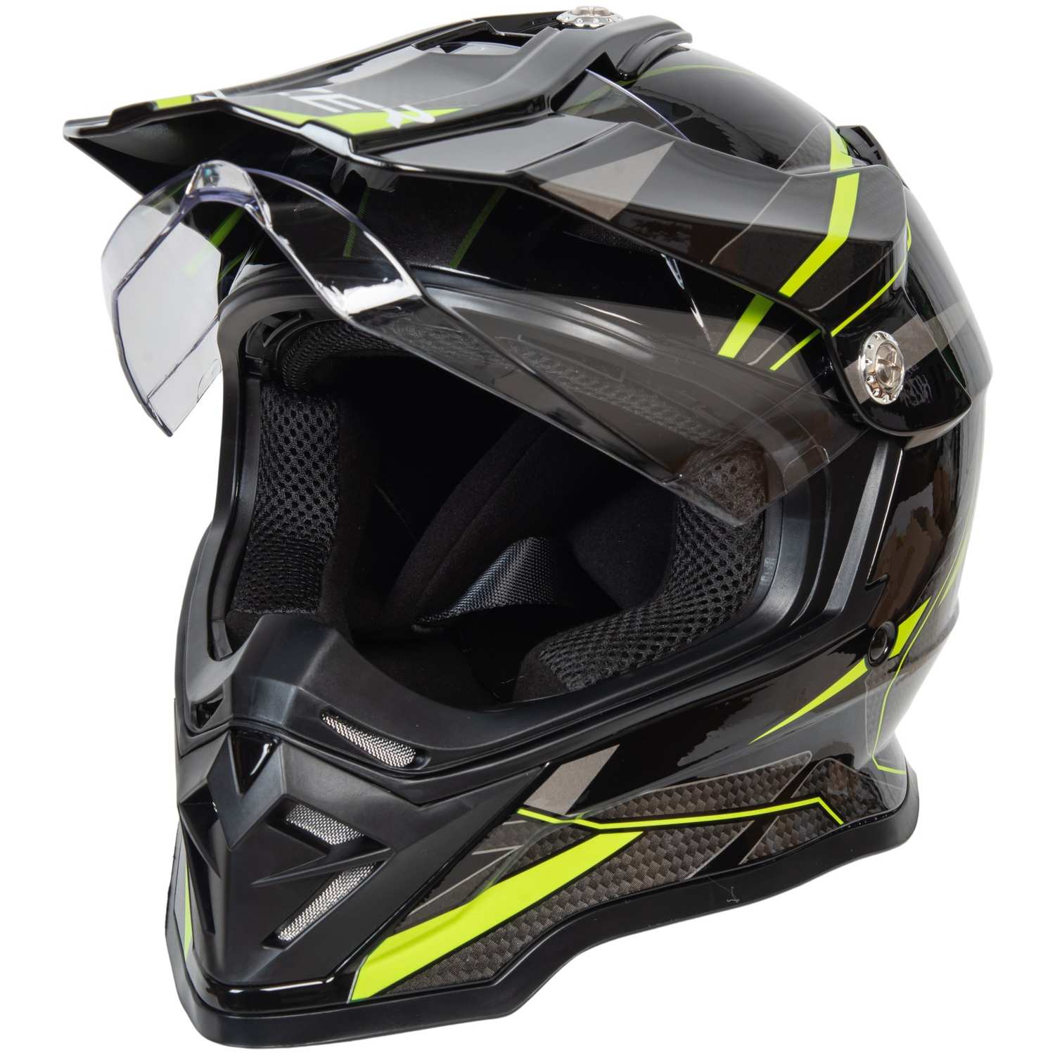 Шлем мото мотард HIZER B6197-1 №4 (S) black/yellow