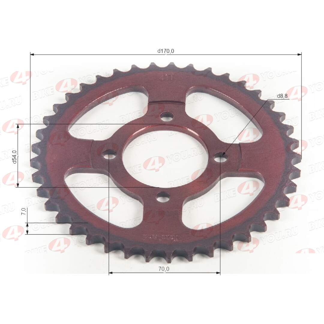 Венец, звезда ведомая (428-41) красная 4х70х54