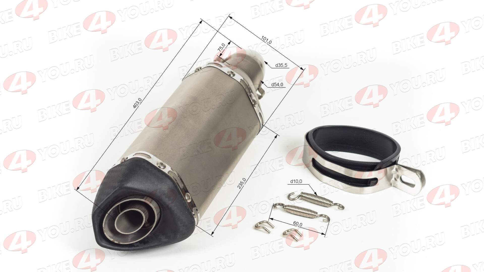 Глушитель AKRAPOVIC  №6 шестигранный титан