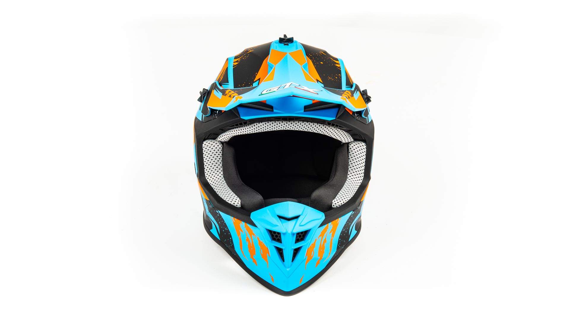 Шлем мото кроссовый GTX 633 №2 (L) BLUE/ORANGE BLACK