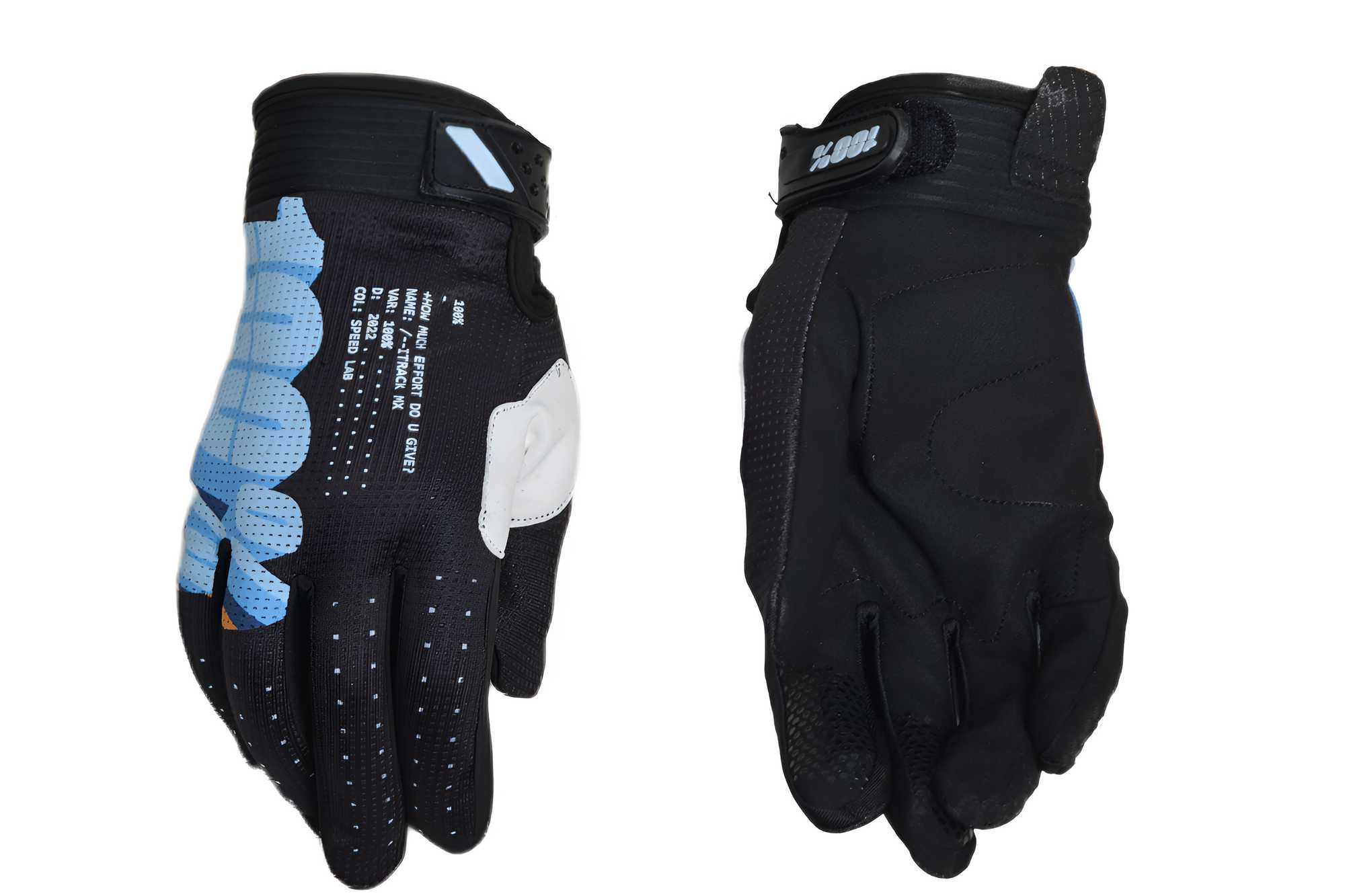 Перчатки мото 100% №13 black/white/blue (S) мотокросс