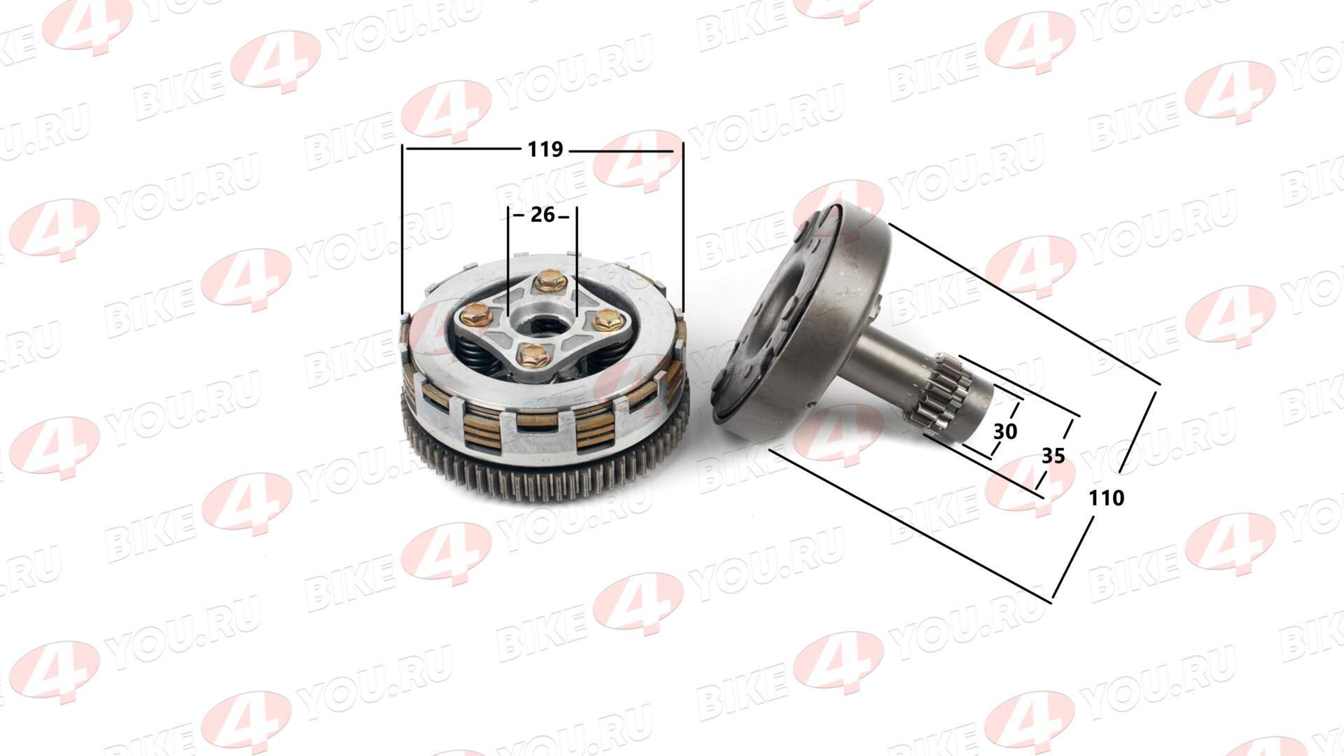 Барабан сцепления в сборе 1P52FMI 125см3  (полуавтомат) (52,4*55,5) ZS