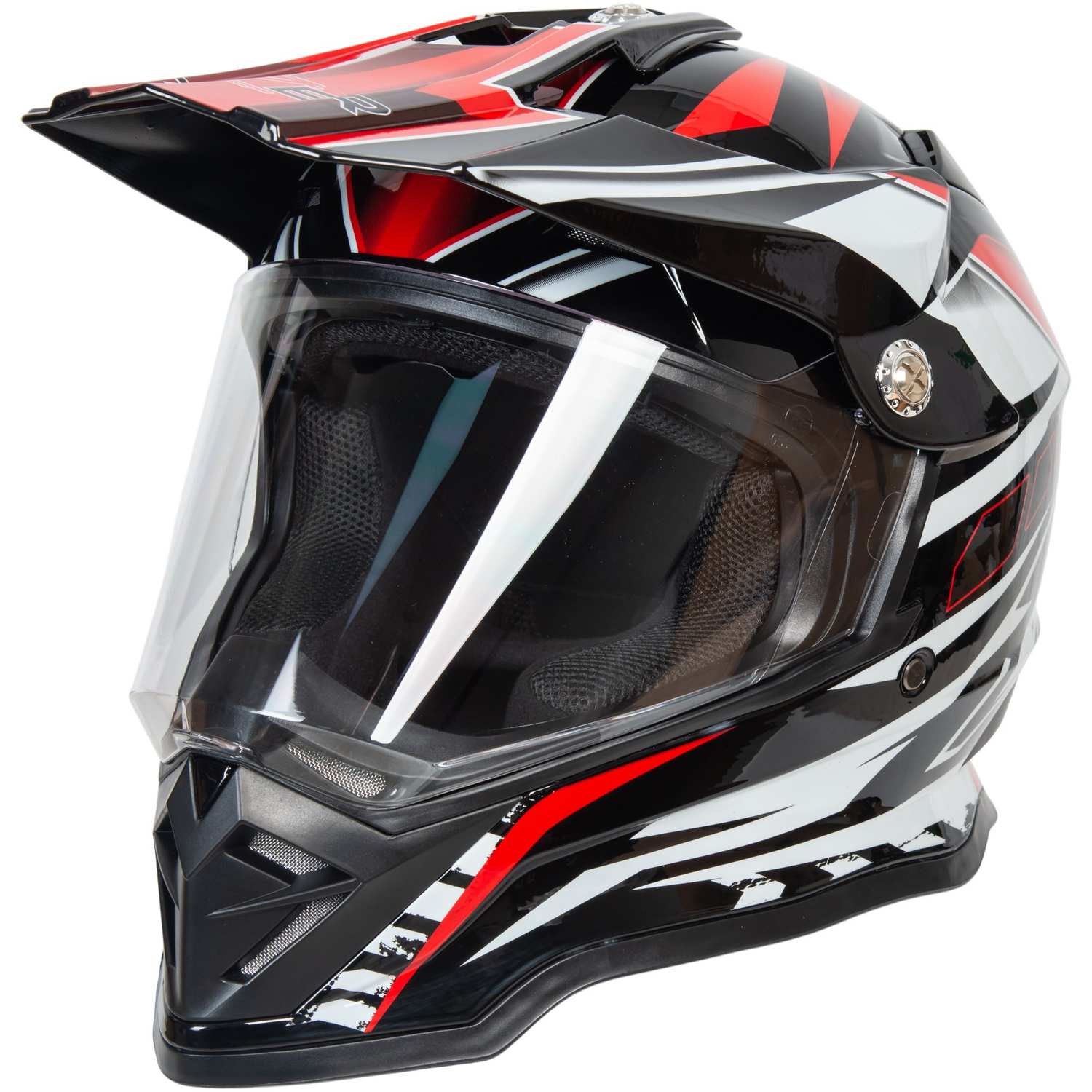 Шлем мото мотард HIZER B6197-1 №2 (XL)  black/red/white