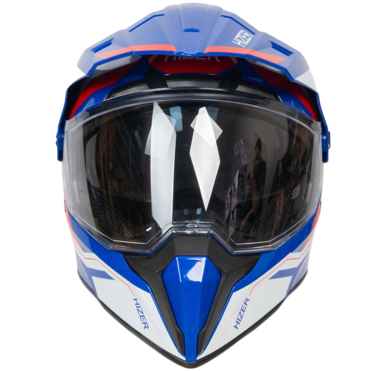 Шлем мото кроссовый HIZER J6808 №3 (S) white/blue/red