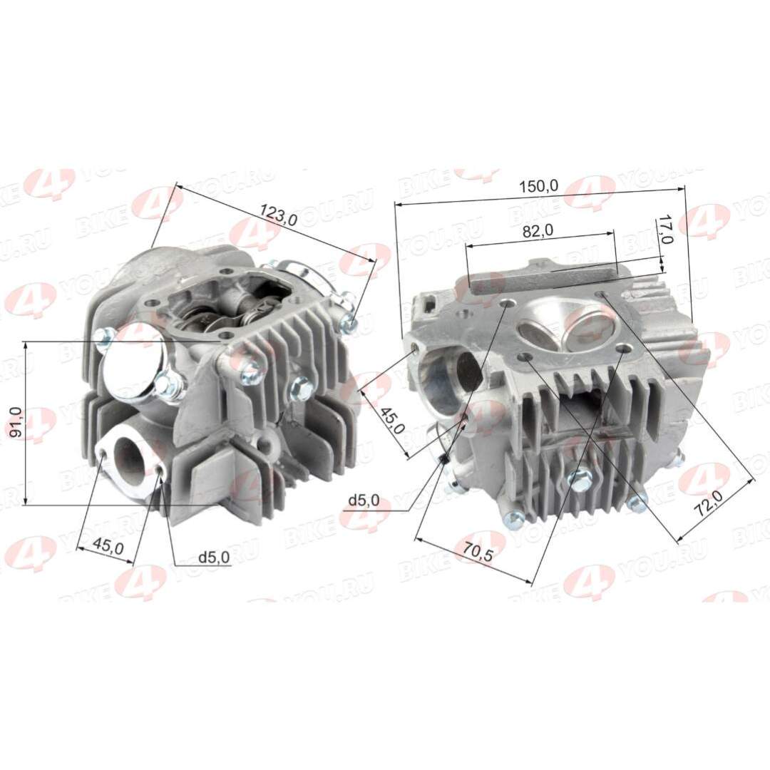Головка блока цилиндров ( ГБЦ ) в сборе 154FMI 125см3  X-TECH