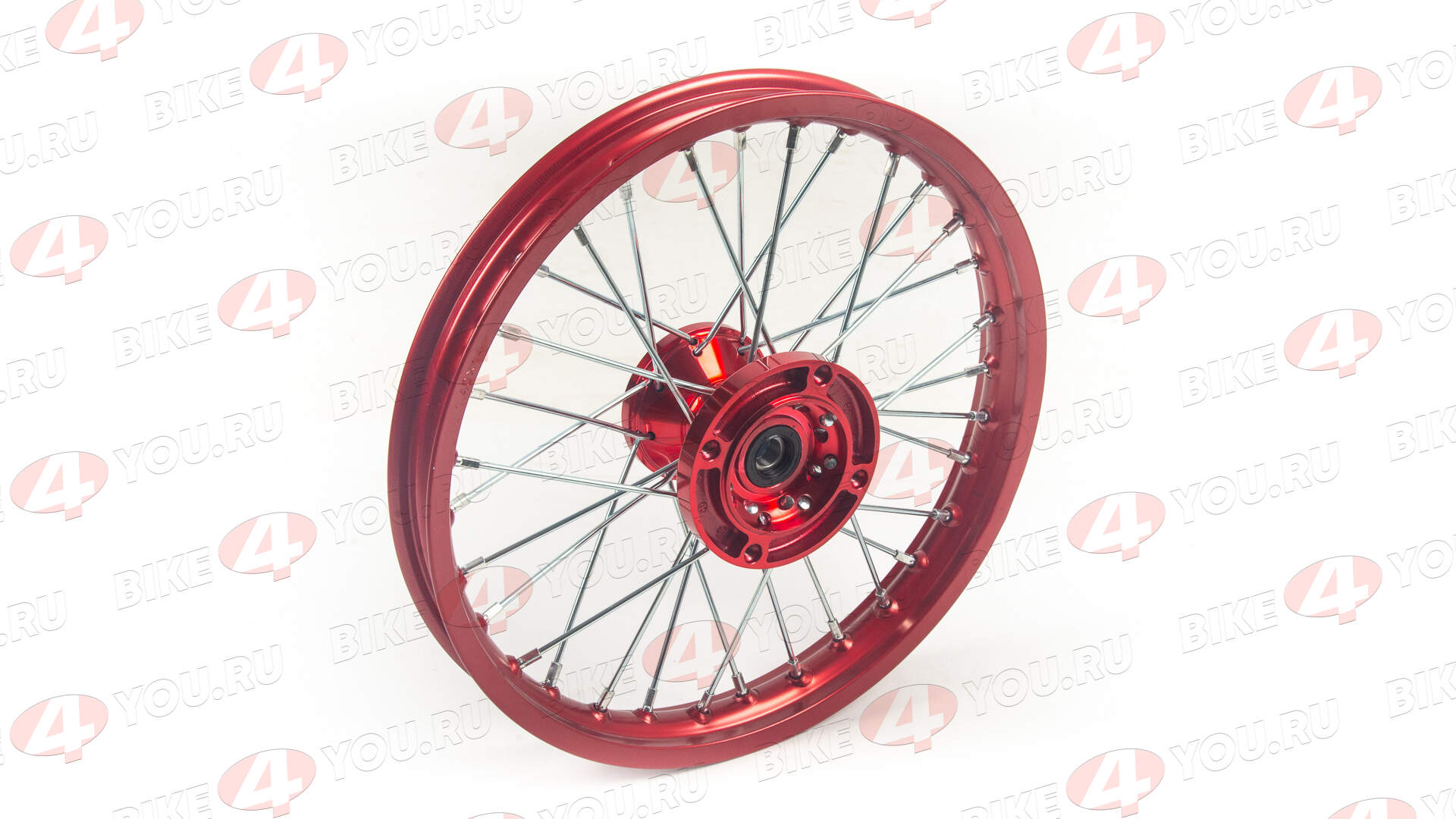 Обод передний 14" (1,40-R14 d=15mm) CNC ступица, алюминий/красный X-TECH