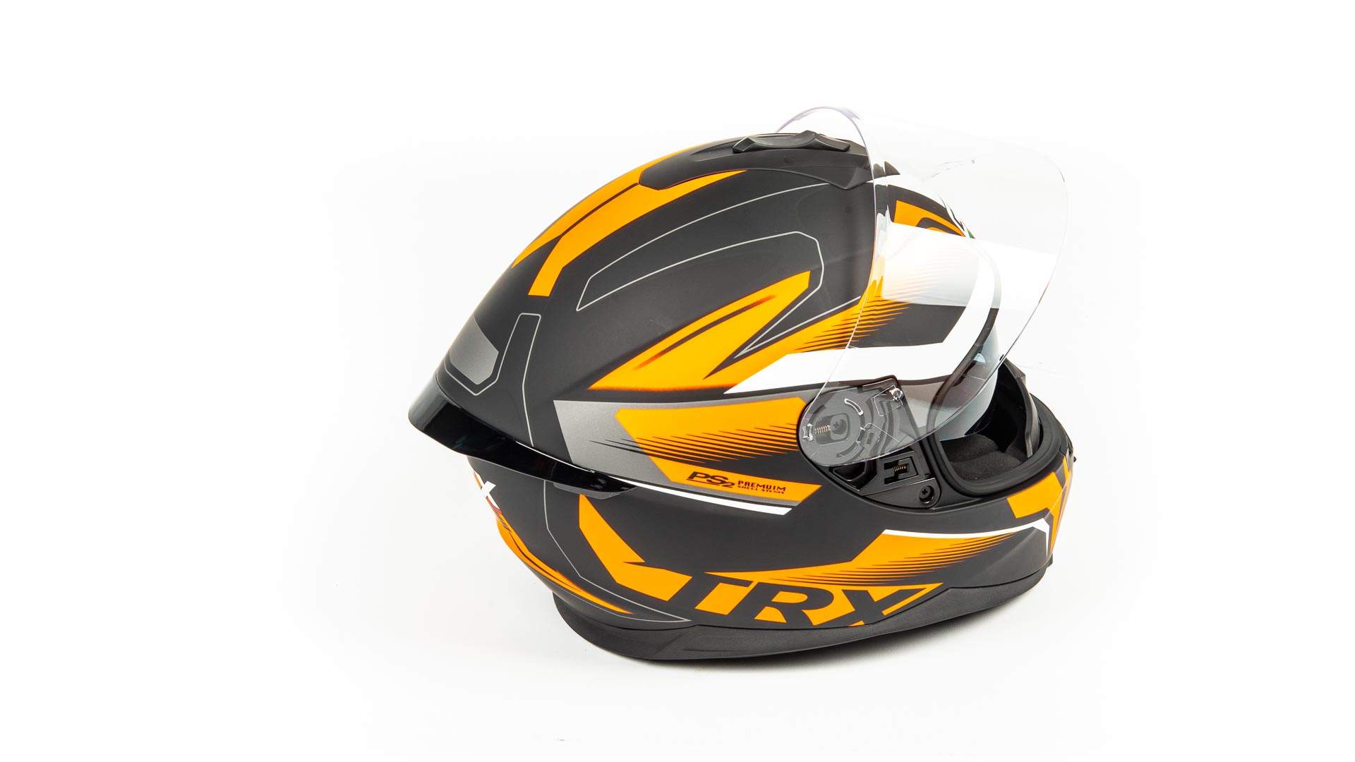 Шлем мото интеграл GTX 5672 №2 (XL)  BLACK/FLUO ORANGE GREY (2 визора)