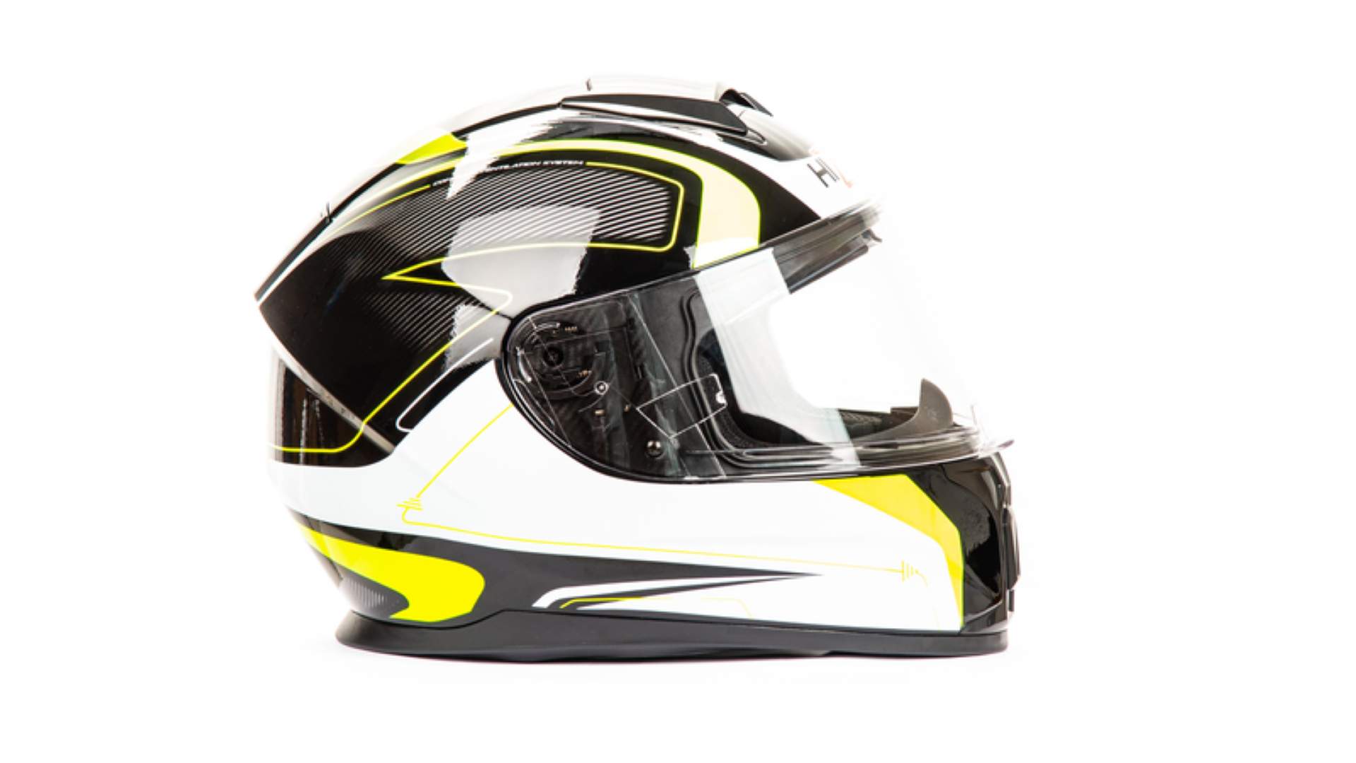 Шлем мото интеграл HIZER B566 №1 (L)  black/white/yellow (2 визора) 