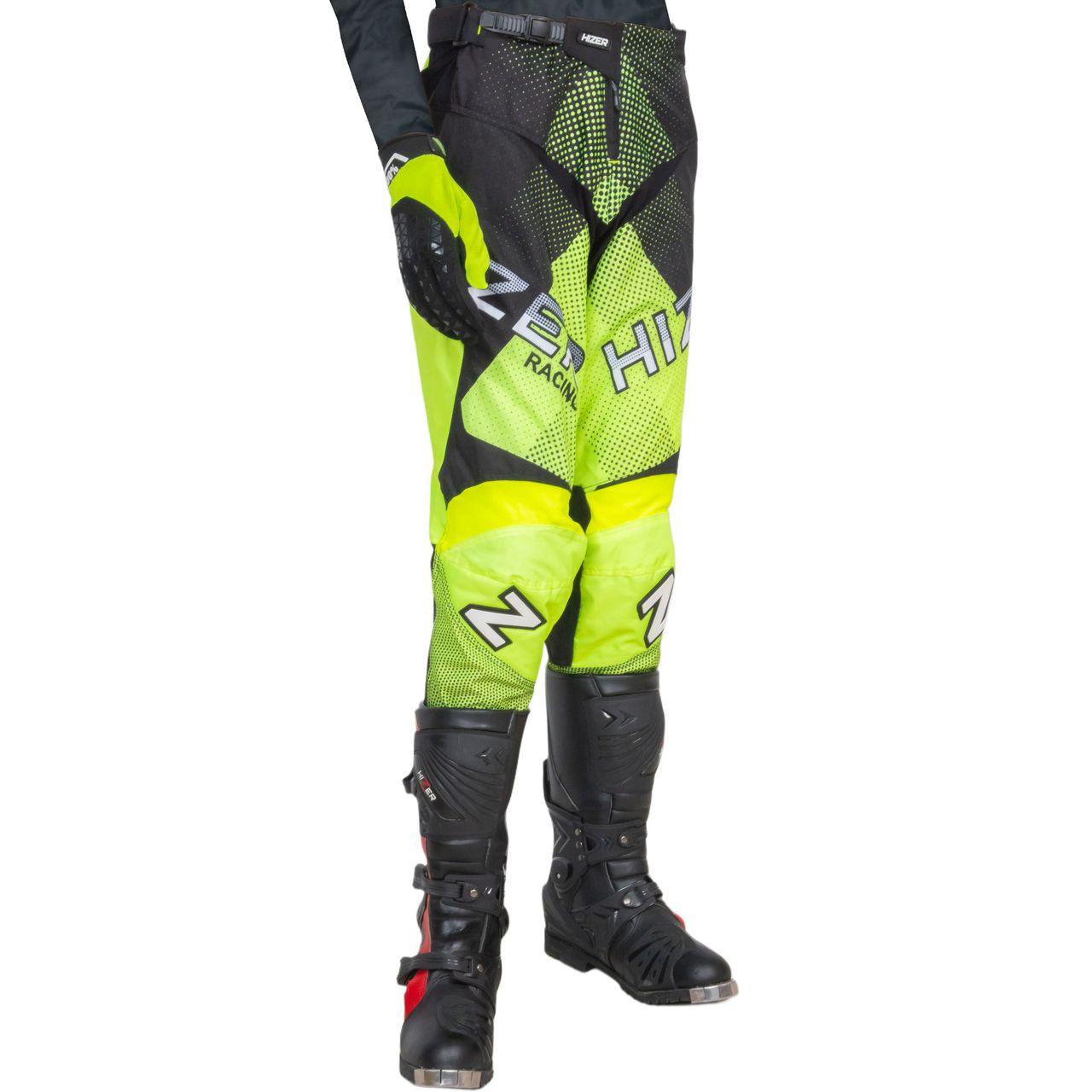 Штаны для мотокросса HIZER / Neon-Green/White (XL)
