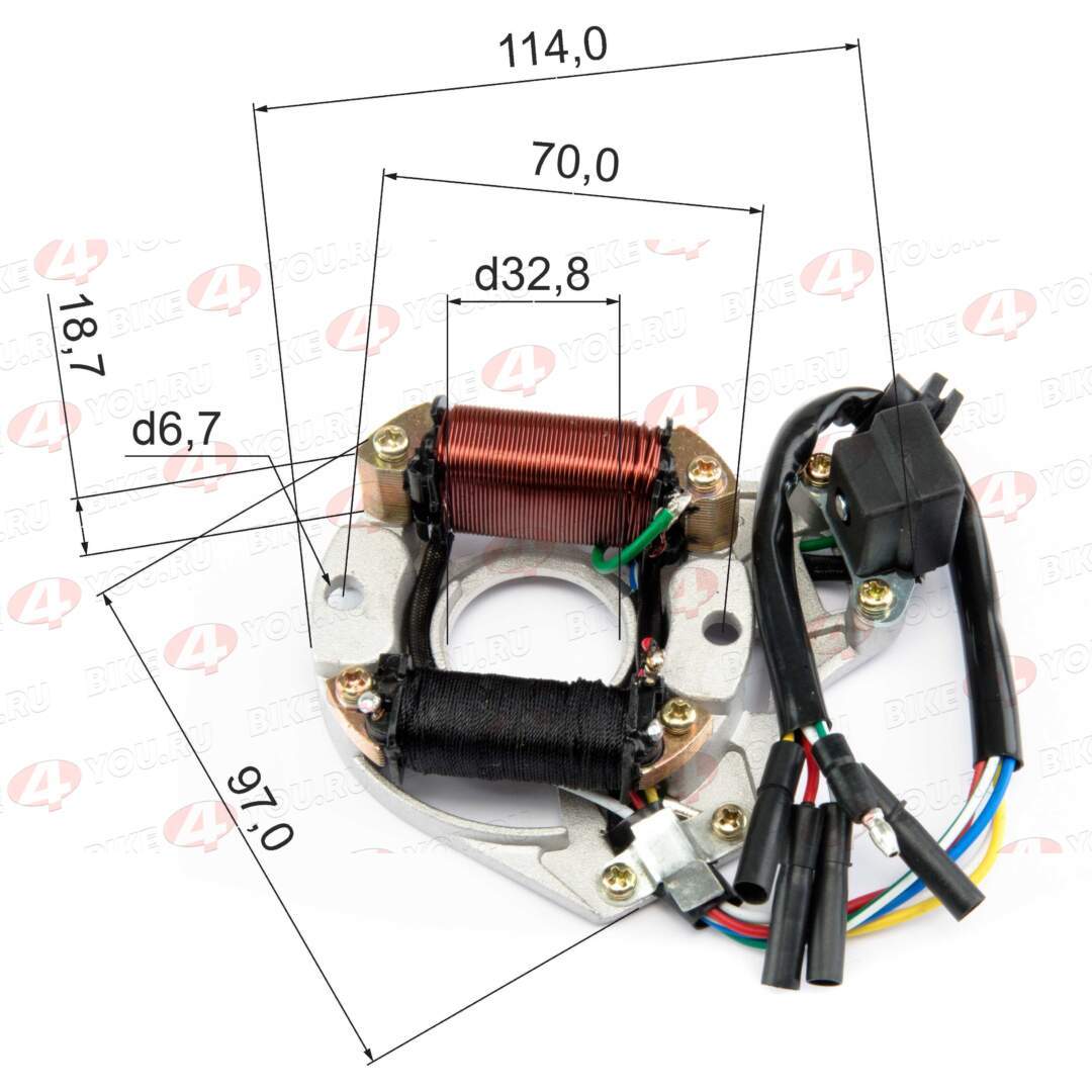 Статор генератора 139FMB, 147FMH, 152FMH, 153FMH 50-110см3 (2 катушки) 