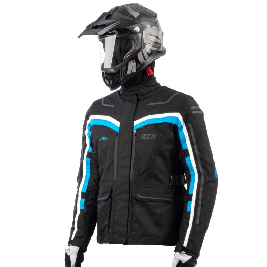 Куртка мотоциклетная (текстиль) женская GTX EJ-2424 BLACK/LIGHT BLUE (L)