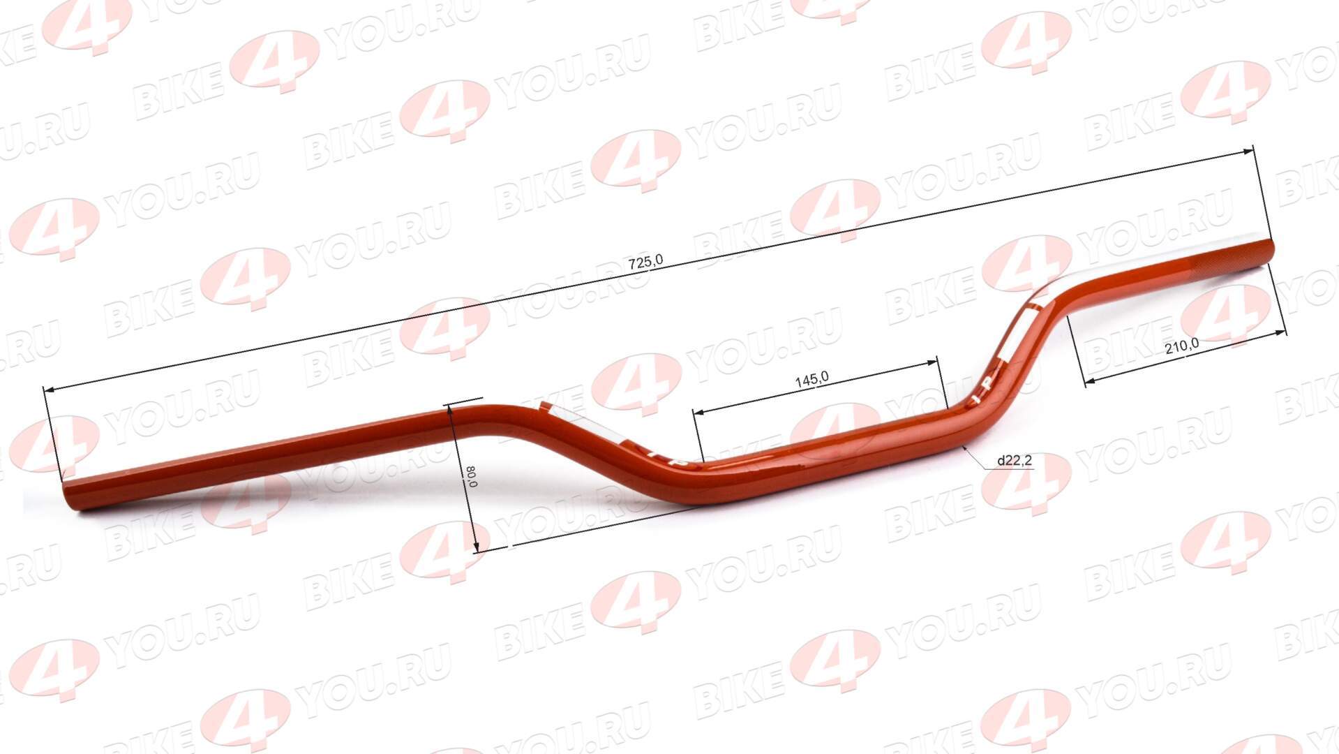 Руль 22мм №2 алюминевый оранжевый