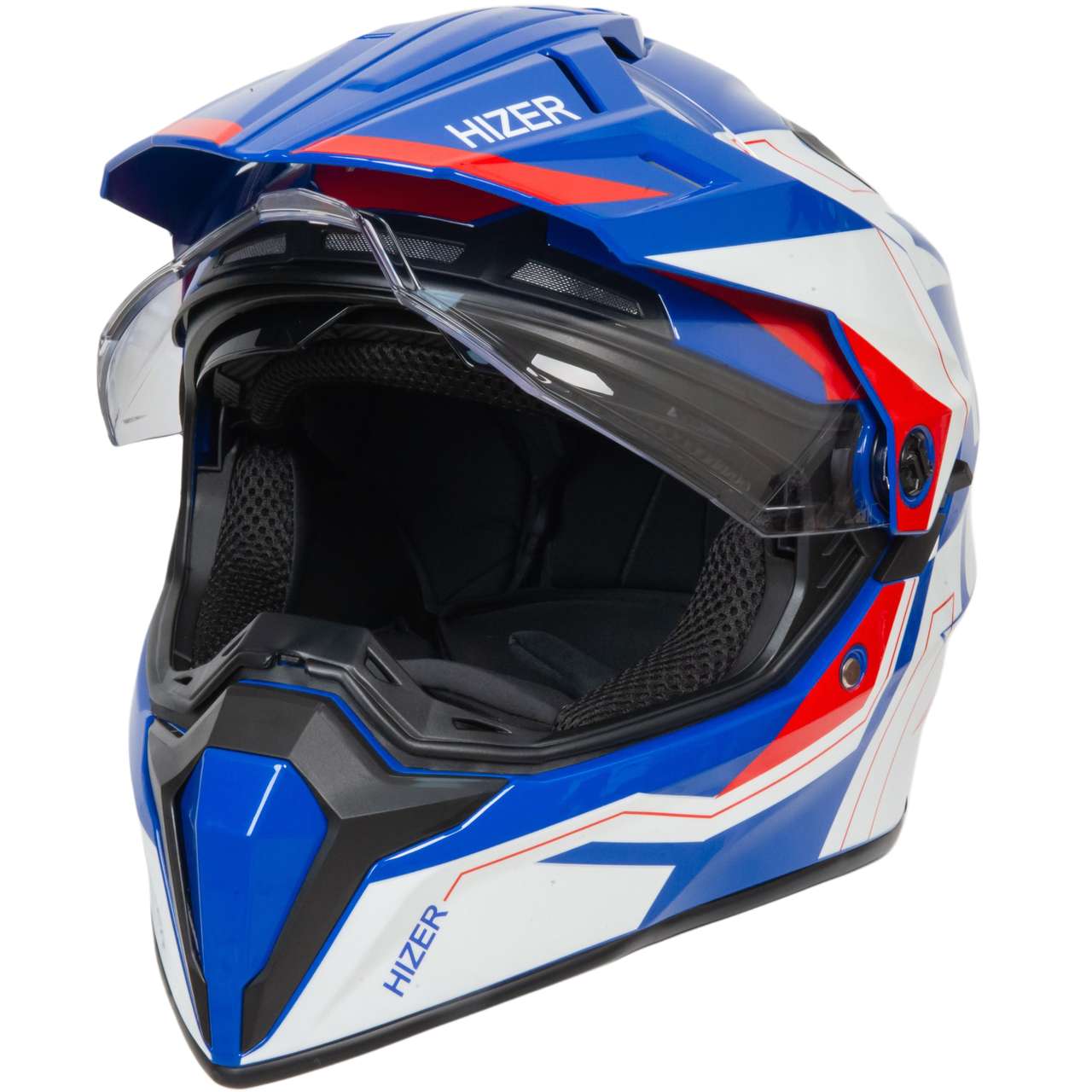 Шлем мото кроссовый HIZER J6808 №3 (S) white/blue/red