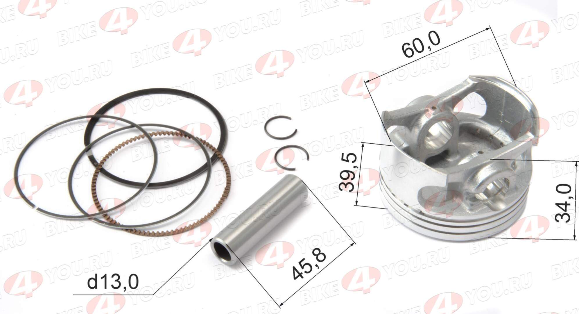 Поршень в сборе 160FMK YX150 (W150-2) 150см3 D=60  X-TECH