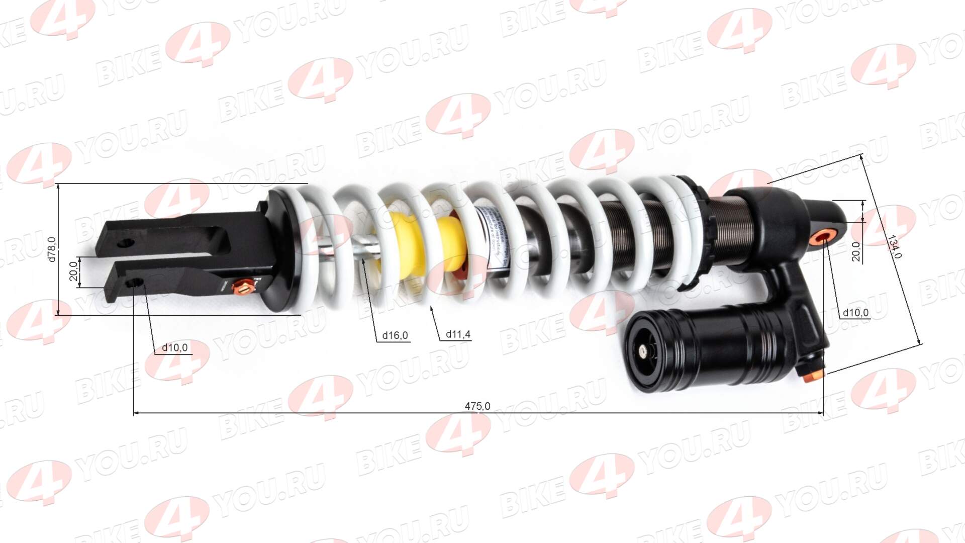 Амортизатор L=475 центральный №1 XR250 с бачком