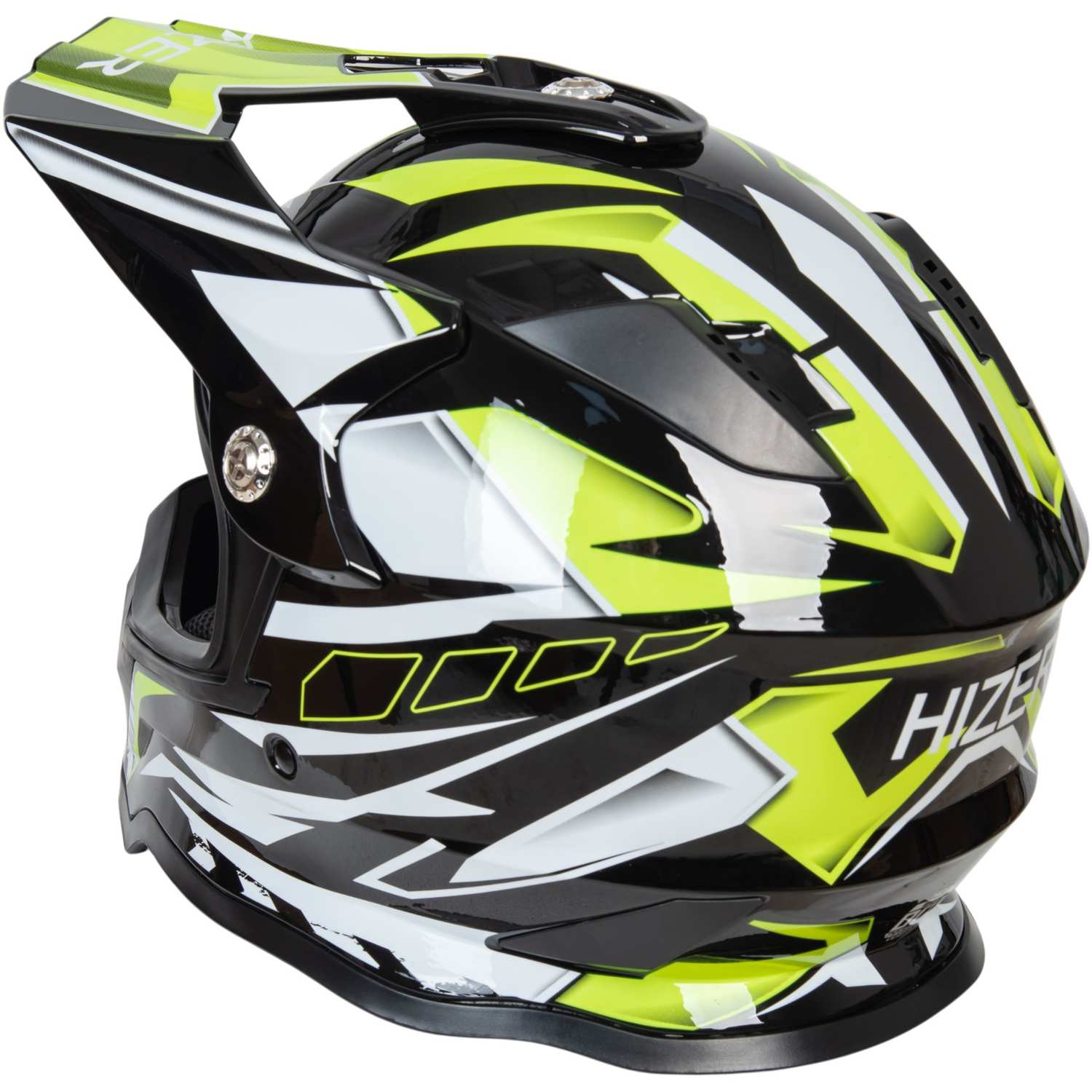 Шлем мото кроссовый HIZER B6197 №5 (L)  black/yellow/white