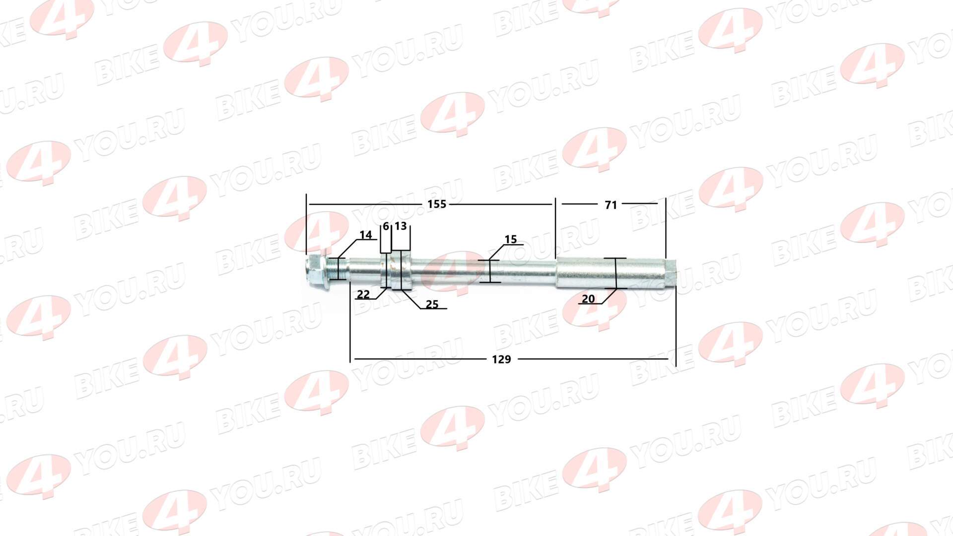 Ось колеса перед. в сборе KAYO Т2