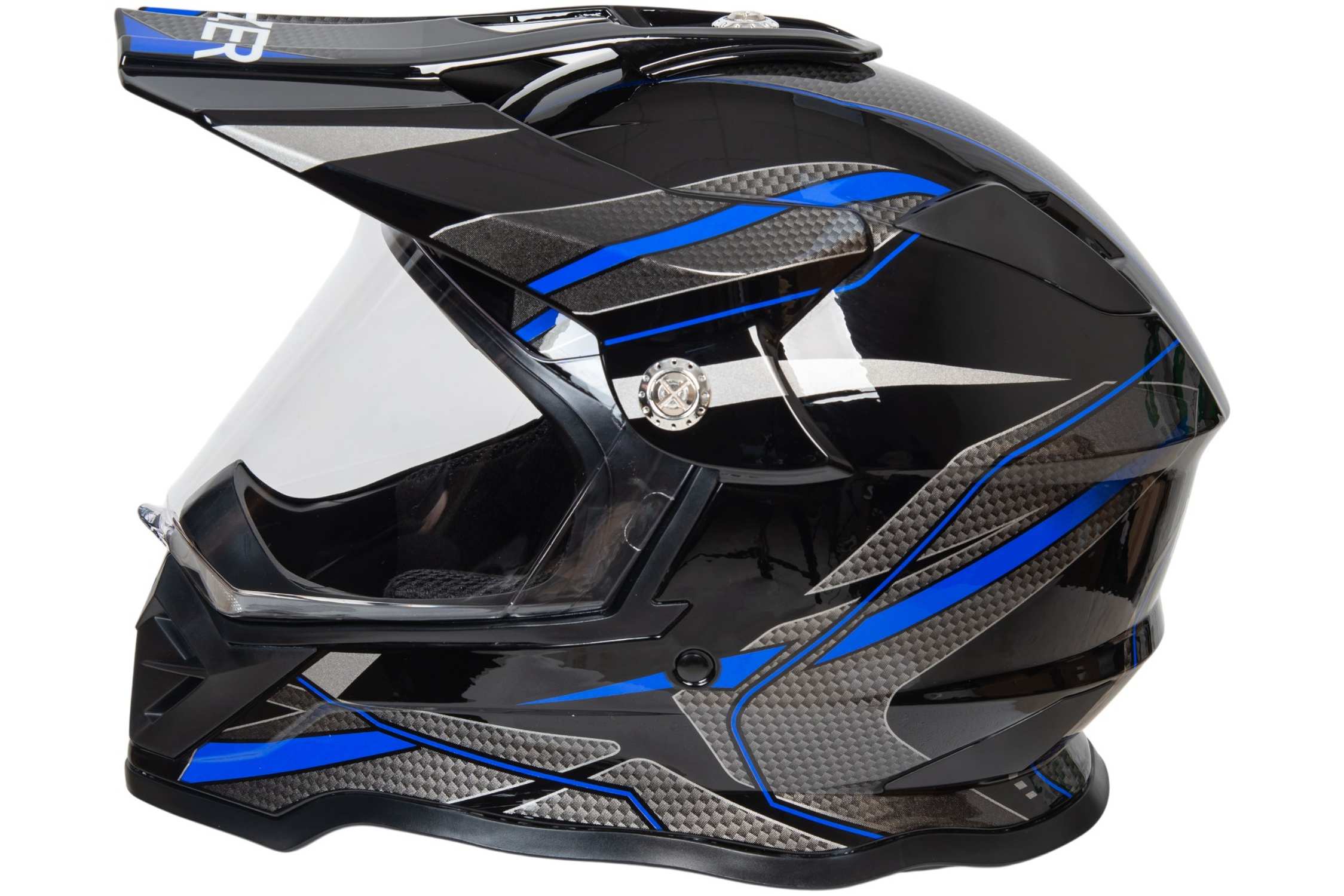 Шлем мото мотард HIZER B6197-1 №6 (M)  black/blue