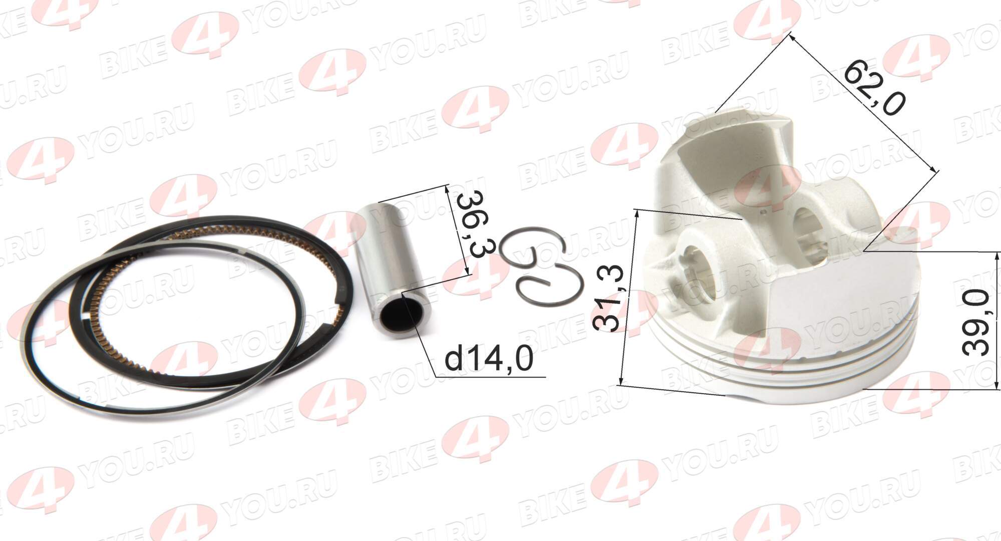 Поршень в сборе 162YMJ 190 (W190) 190см3 D=62  ZS X-TECH