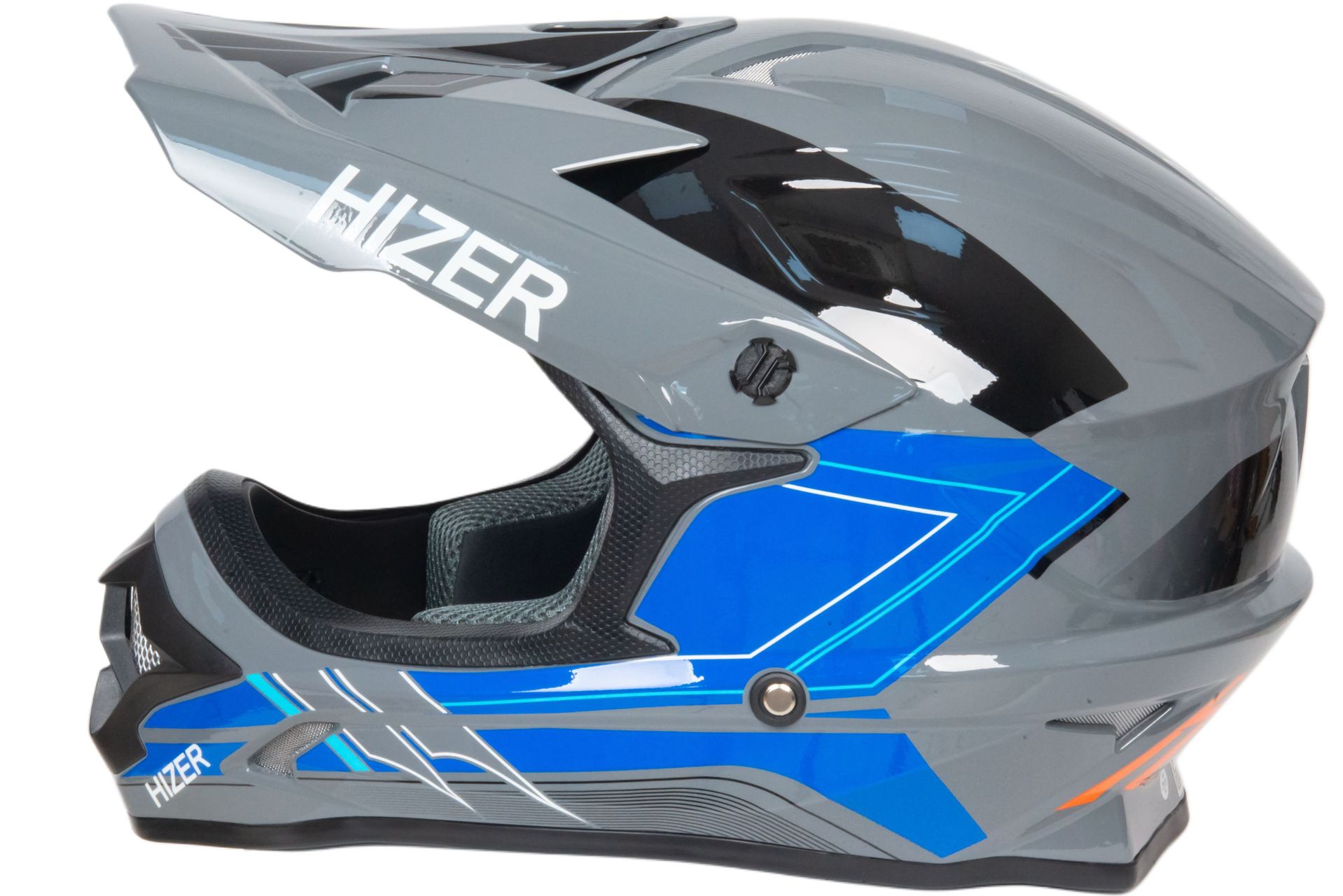 Шлем мото кроссовый HIZER J6805 №4 (M) grey/blue