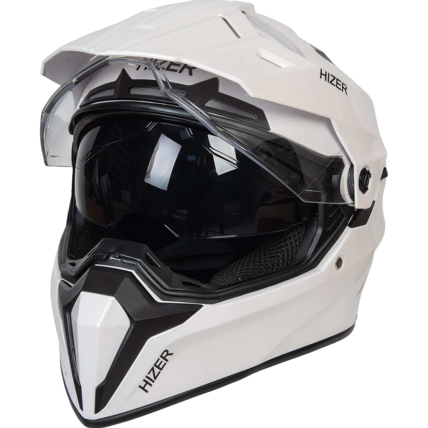 Шлем мото мотард HIZER J6808 №3 (L) white (2 визора)