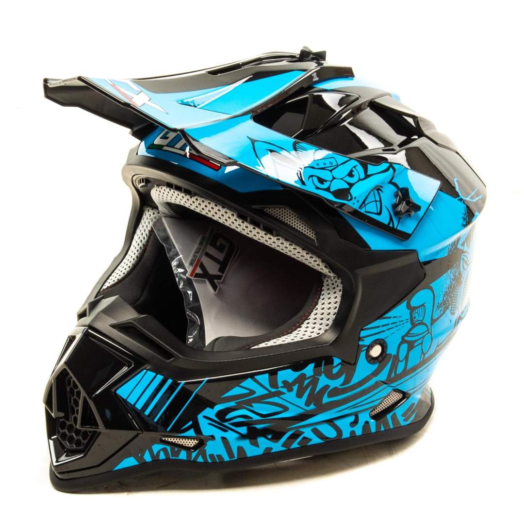Шлем мото кроссовый GTX 632S №3 (S) BLACK / BLUE детский (49-50)