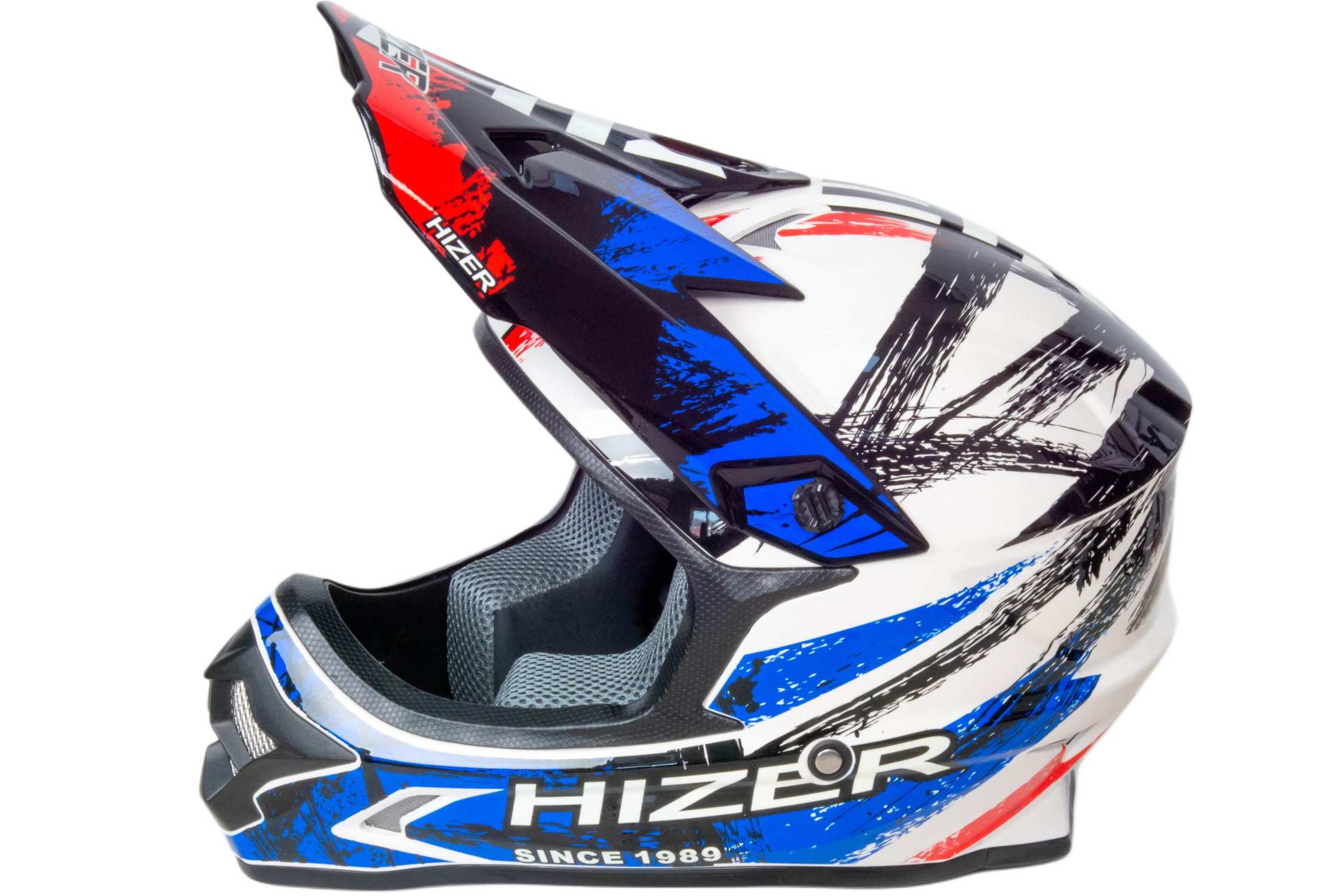 Шлем мото кроссовый HIZER J6805 №1 (S) black/white/blue