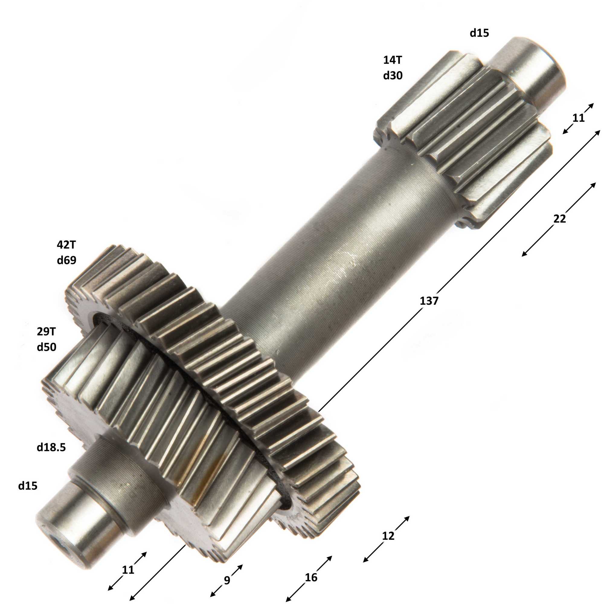 Вал редуктора промежуточный №1 161QMK 200см3 с реверсом